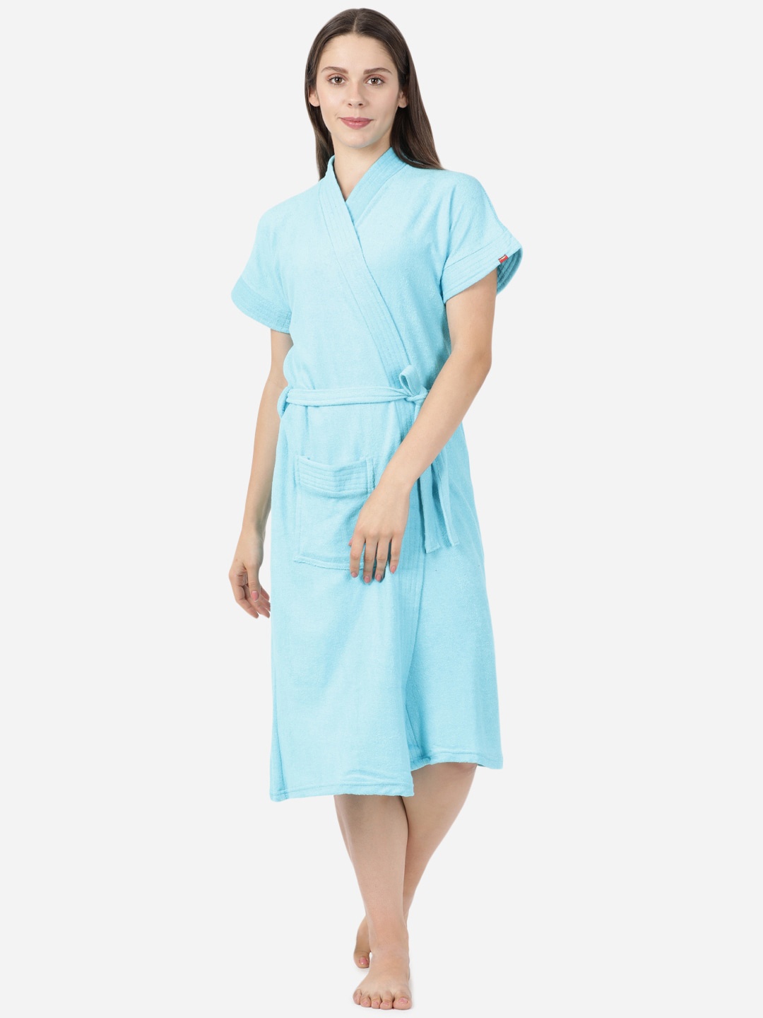 

GOLDSTROMS Women Cotton Bath Robe With Belt, Blue