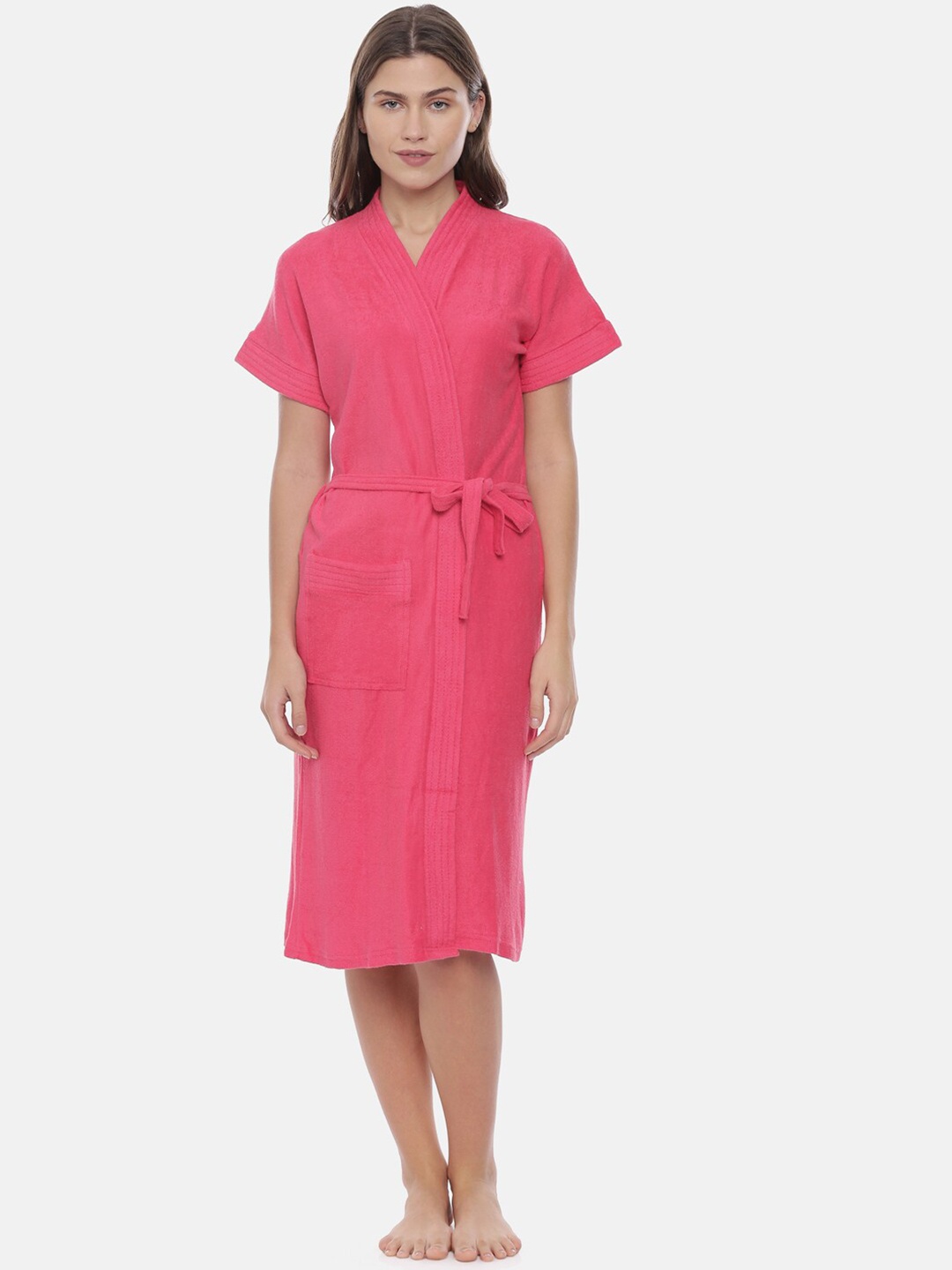 

GOLDSTROMS Women Cotton Bath Robe With Belt, Fuchsia