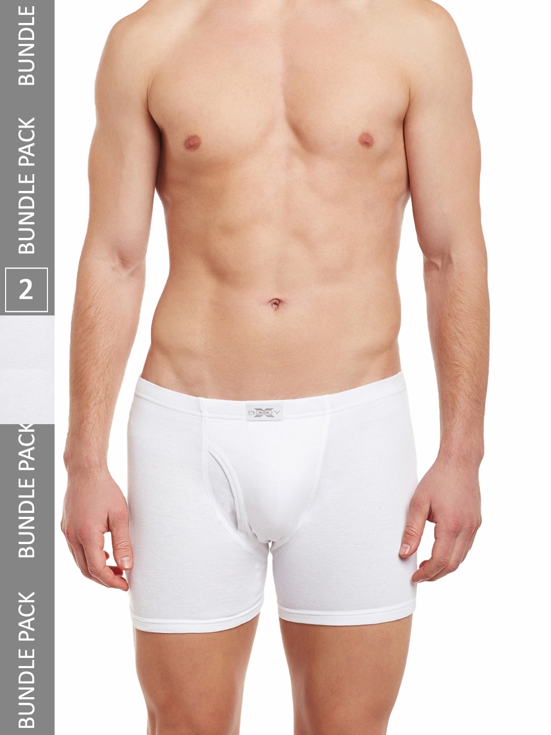 

BODYX Men Pack Of 2 Mid-Rise Pure Combed Cotton Trunks BX19T-W-2-S, White