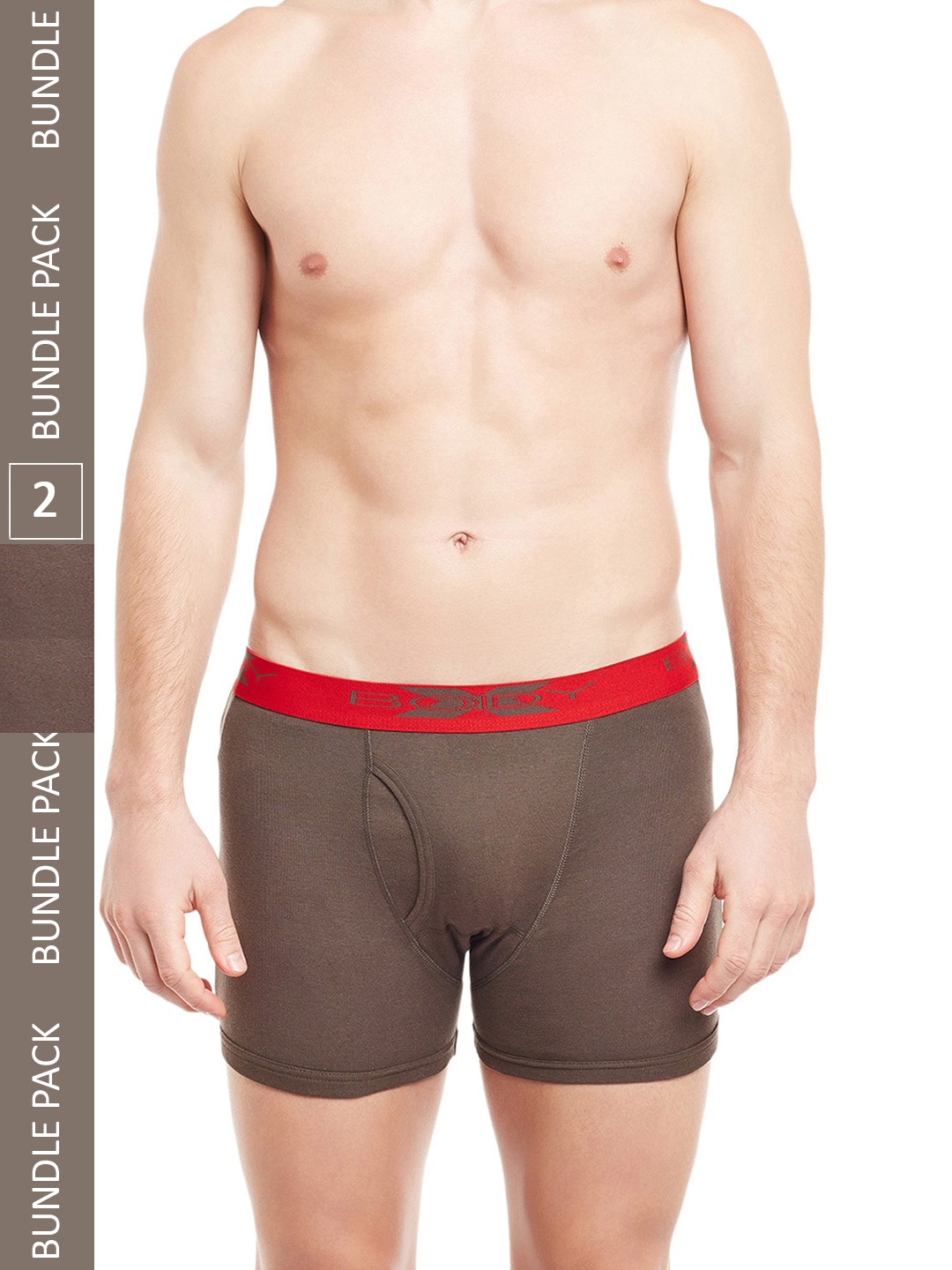 

BODYX Pack Of 2 Mid-Rise Pure Cotton Trunks, Coffee brown