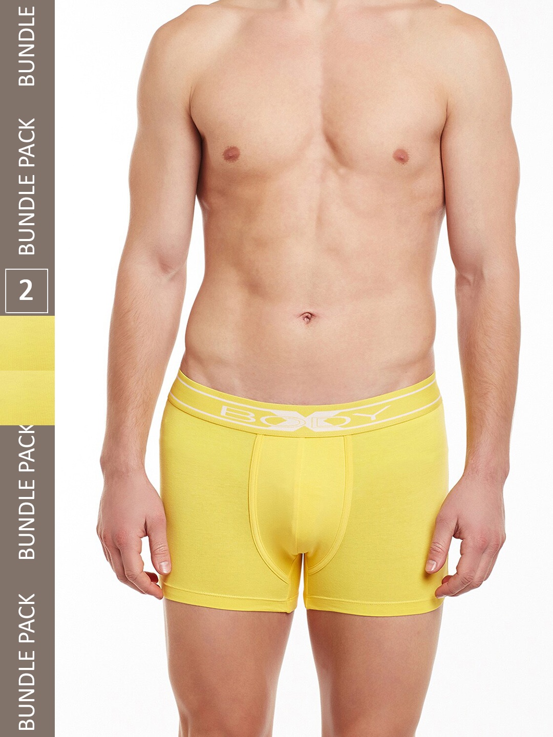 

BODYX Men Pack Of 2 Mid-Rise Pure Combed Cotton Trunks BX10T-BUTTER-CUP-2PCS-XL, Yellow