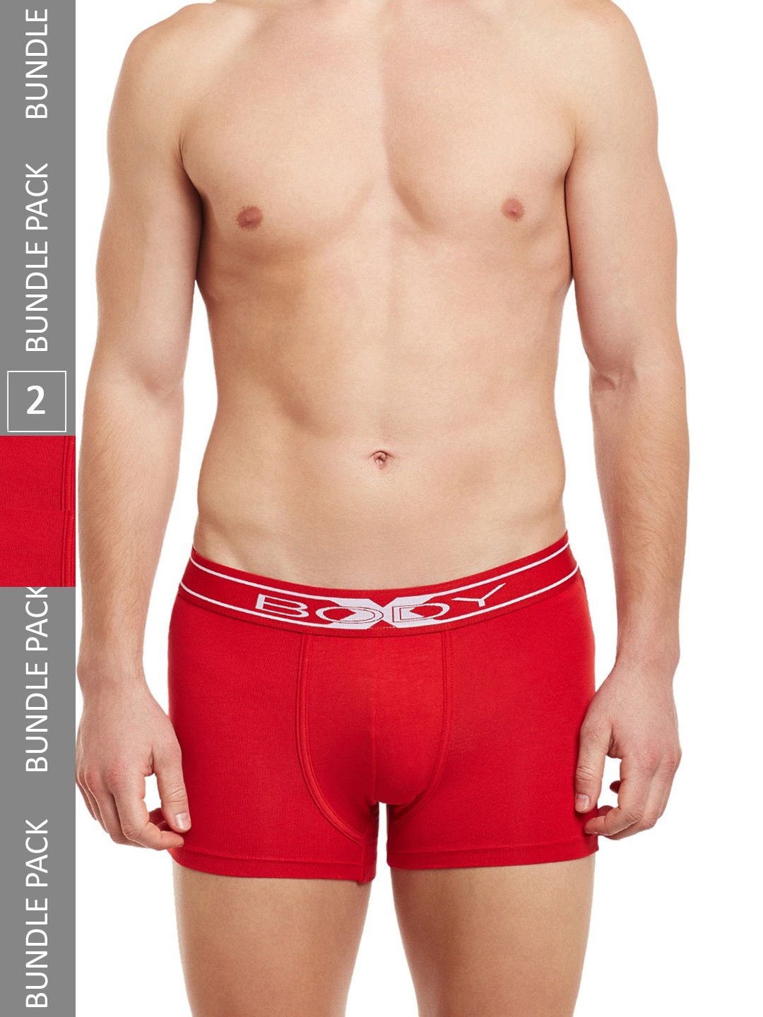 

BODYX Men Pack Of 2 Mid-Rise Pure Combed Cotton Trunks BX10T-Grenadine-2PCS-S, Red