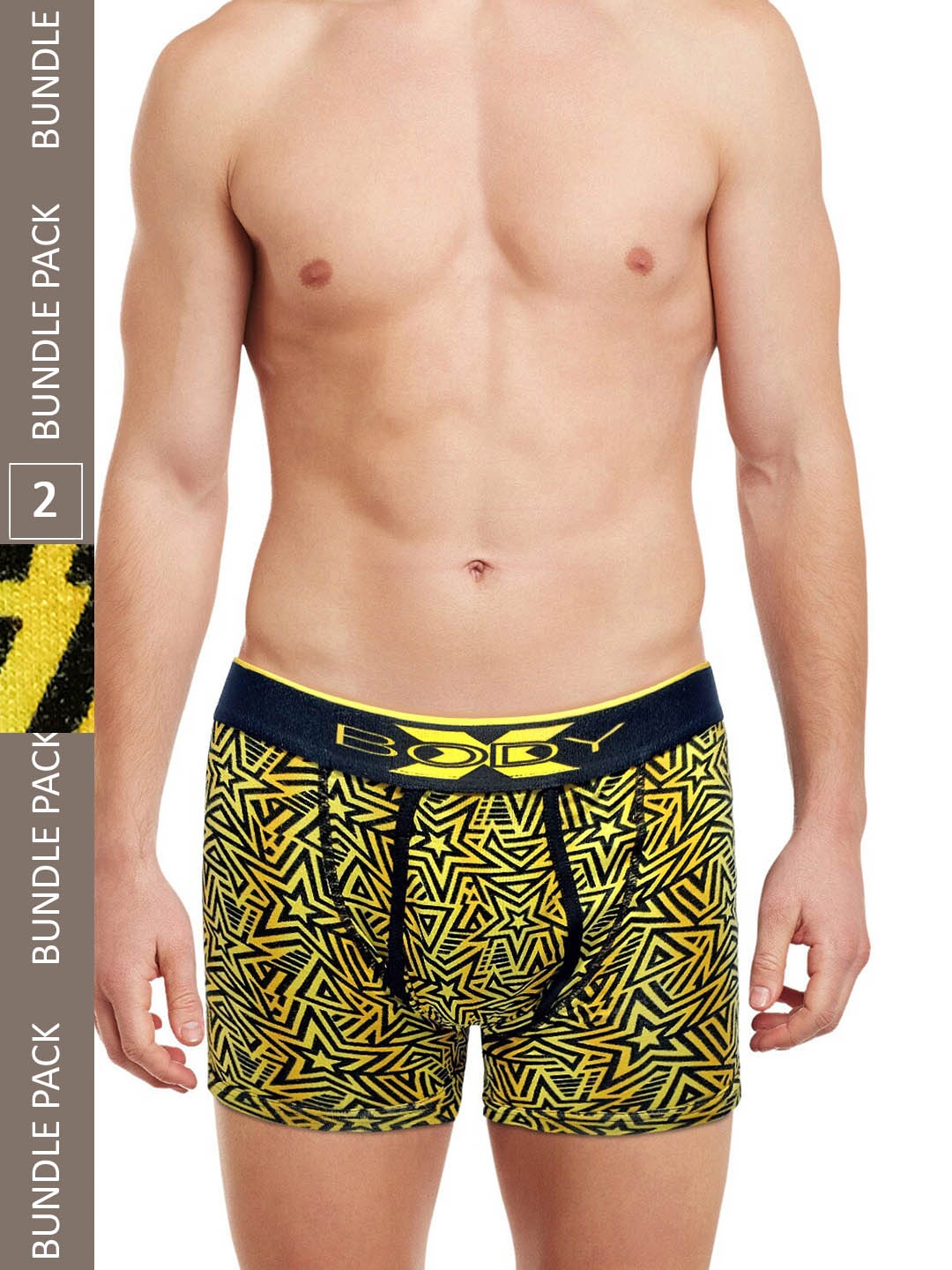 

BODYX Men Pack Of 2 Printed Cotton Trunks BX01T-Print9-2PCS-XL, Yellow