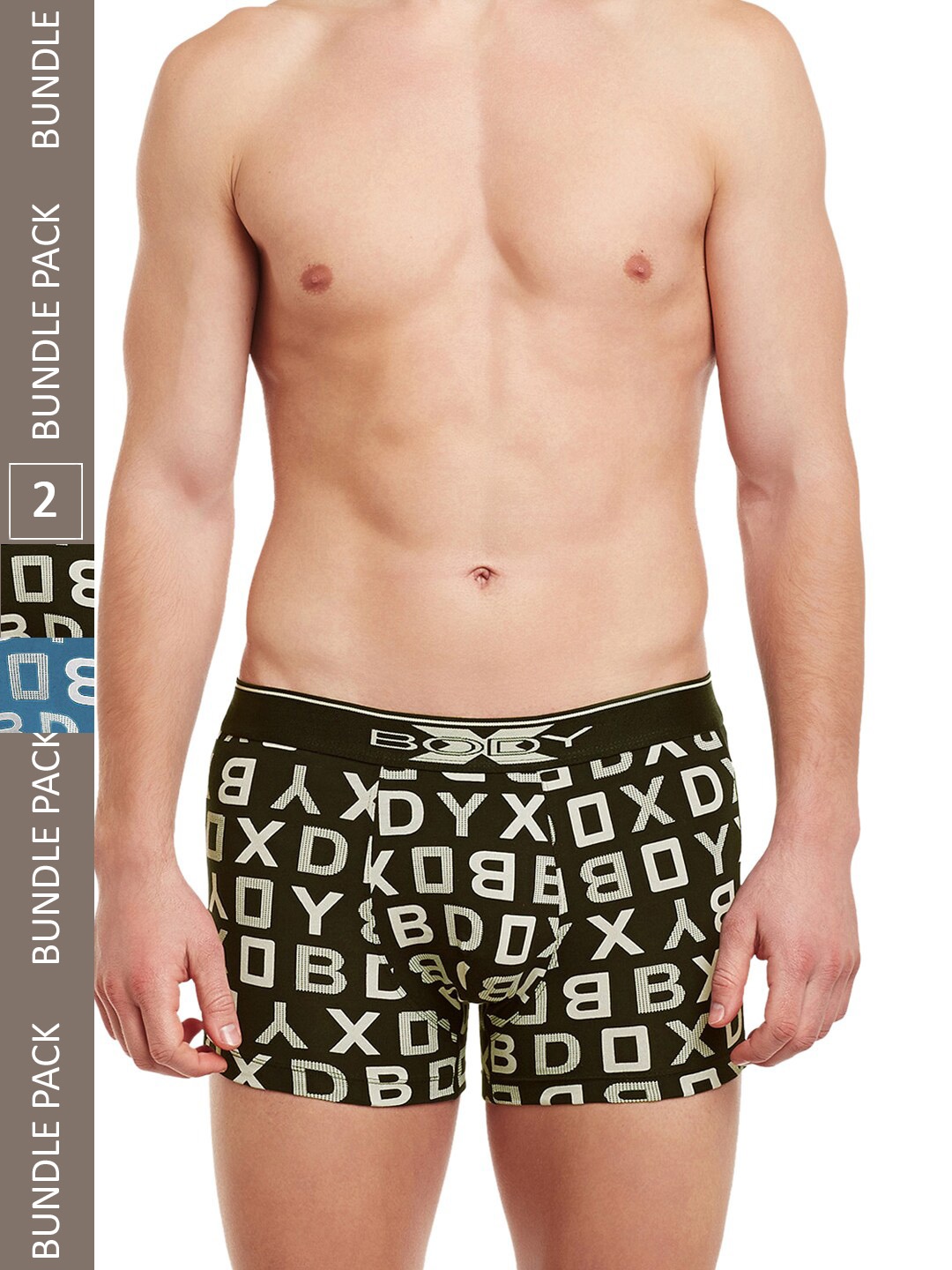 

BODYX Men Pack Of 2 Printed Pure Combed Cotton Trunks BX04T-S.BLCOF-2-XL, Grey