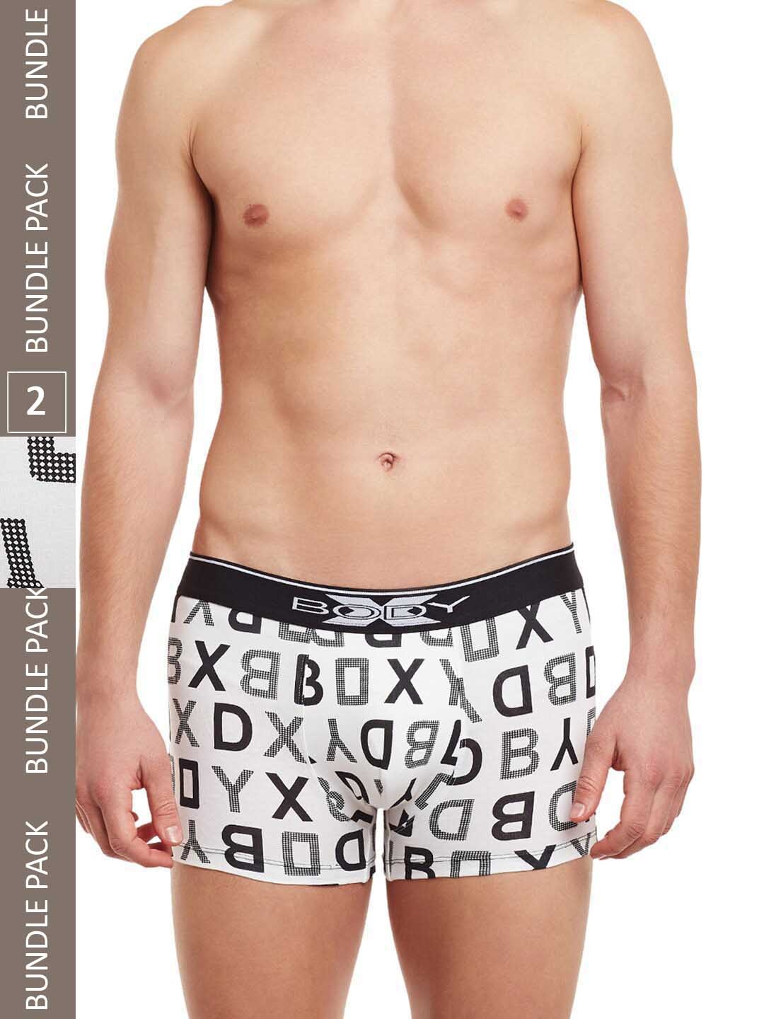 

BODYX Pack Of 2 Printed Pure Combed Cotton Trunks BX04T-White-PRT-2PCS-XL