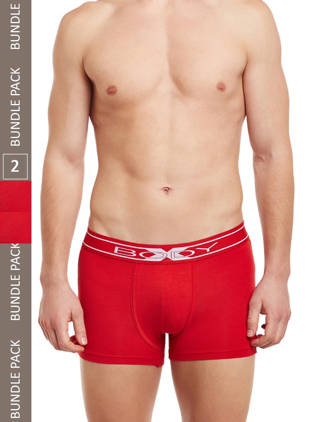 

BODYX Pack Of 2 Mid-Rise Pure Combed Cotton TrunksBX10T-Grenadine-2PCS-XL, Red