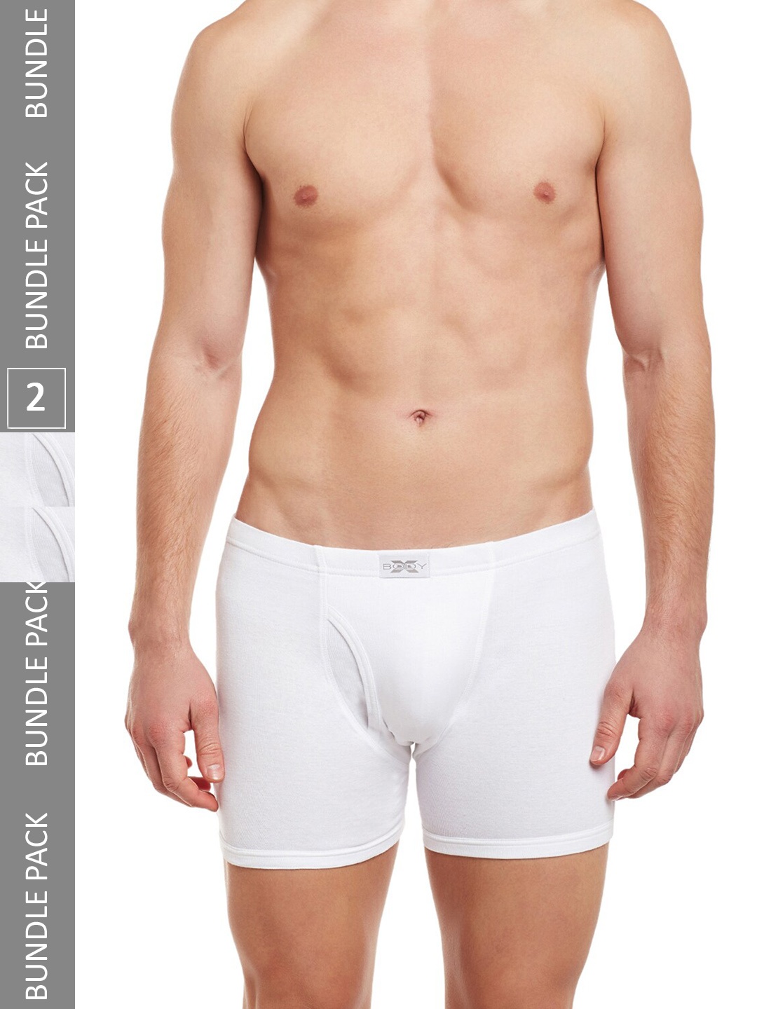 

BODYX Pack Of 2 Mid-Rise Pure Combed Cotton Trunks BX19T-W-2-XXL, White