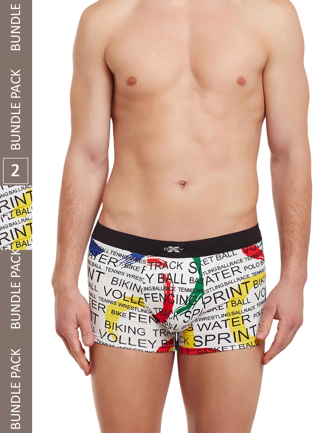 

BODYX Pack Of 2 Printed Antimicrobial Trunks BX06T-White-PRT-2PCS-S