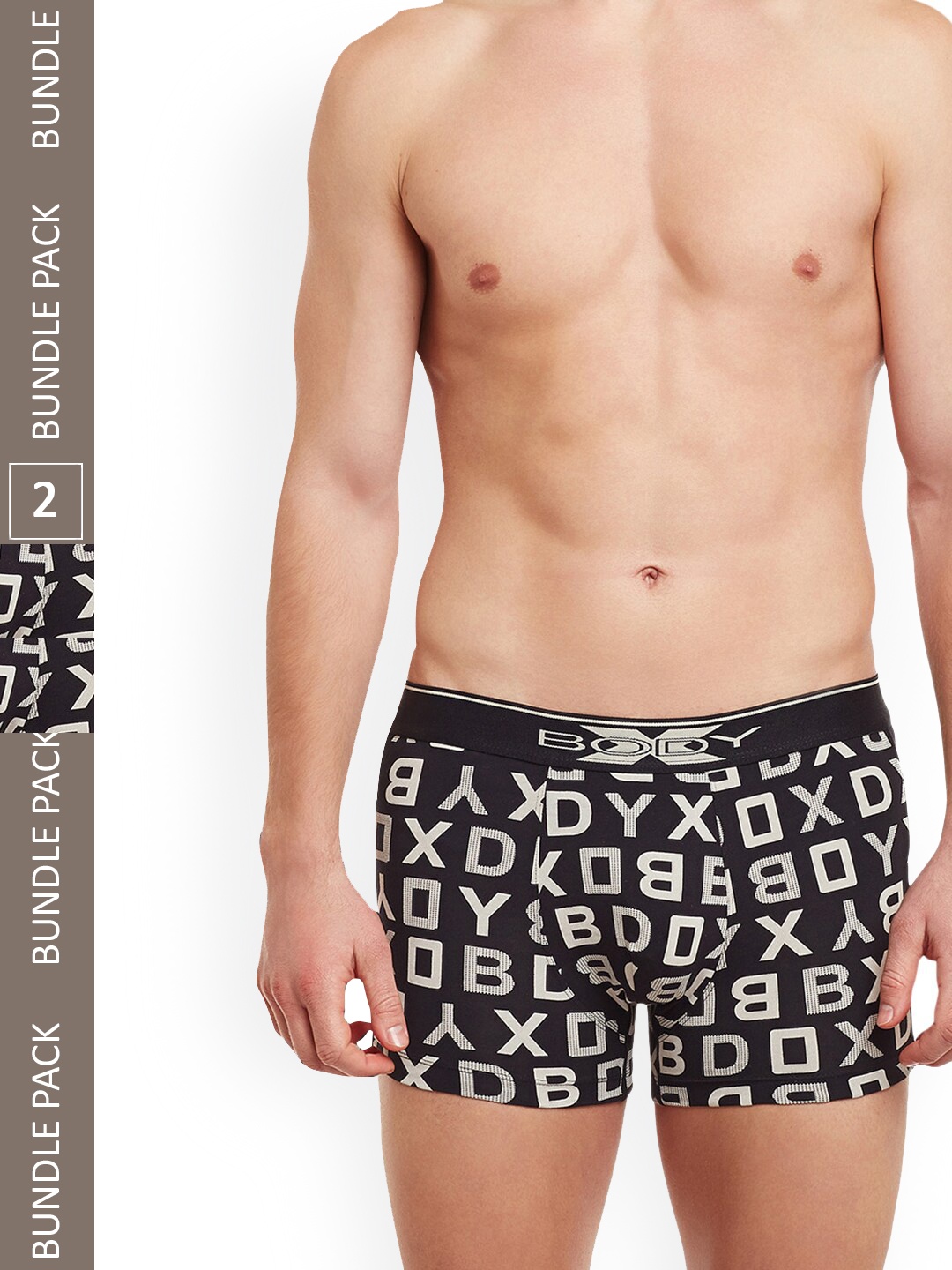 

BODYX Pack Of 2 Mid-Rise Printed Pure Cotton Trunks BX04T-Black-PRT-2PCS-XL