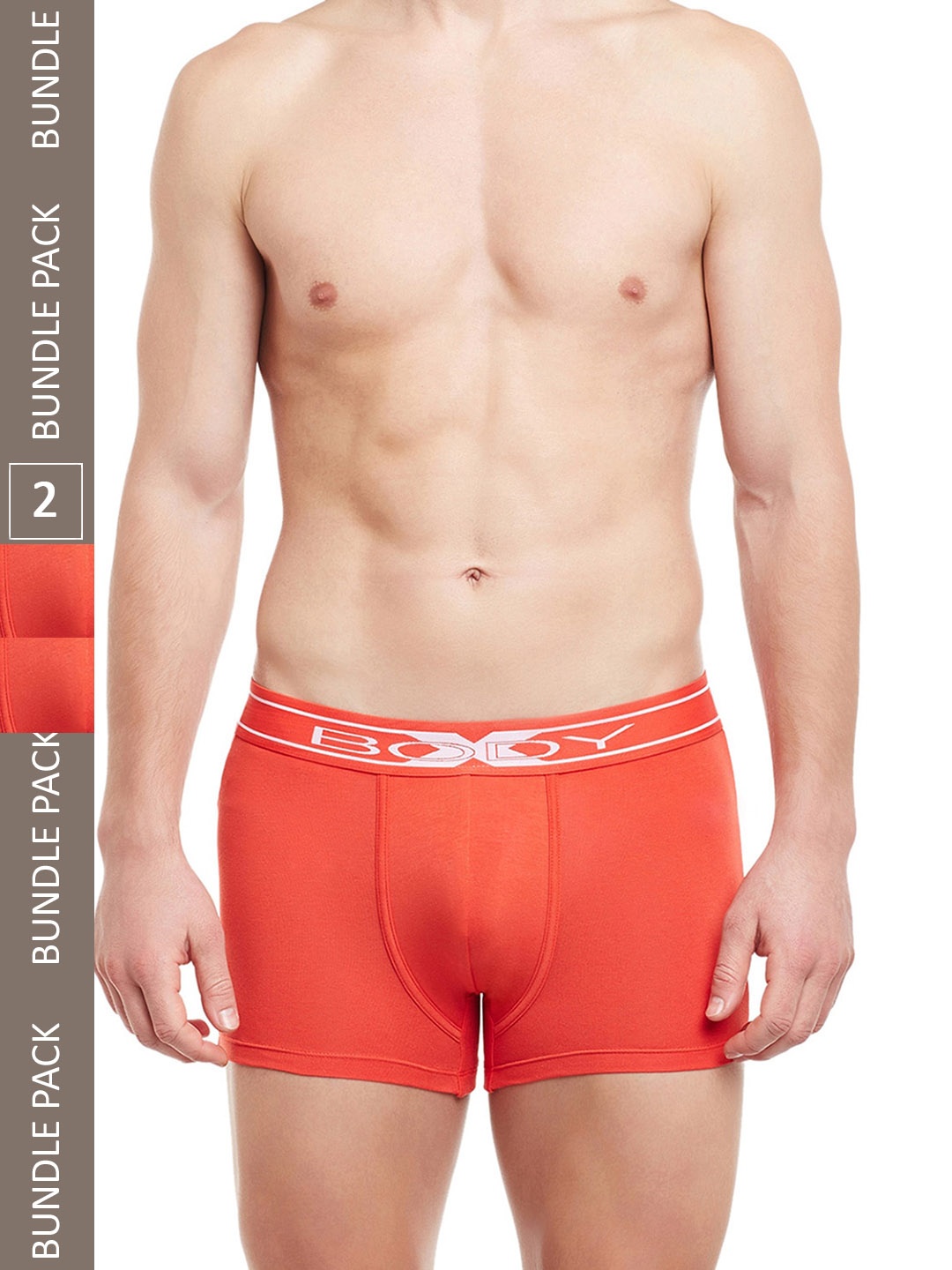 

BODYX Men Pack Of 2 Mid-Rise Pure Cotton Trunks BX10T-Bright Marigold-2PCS-S, Orange