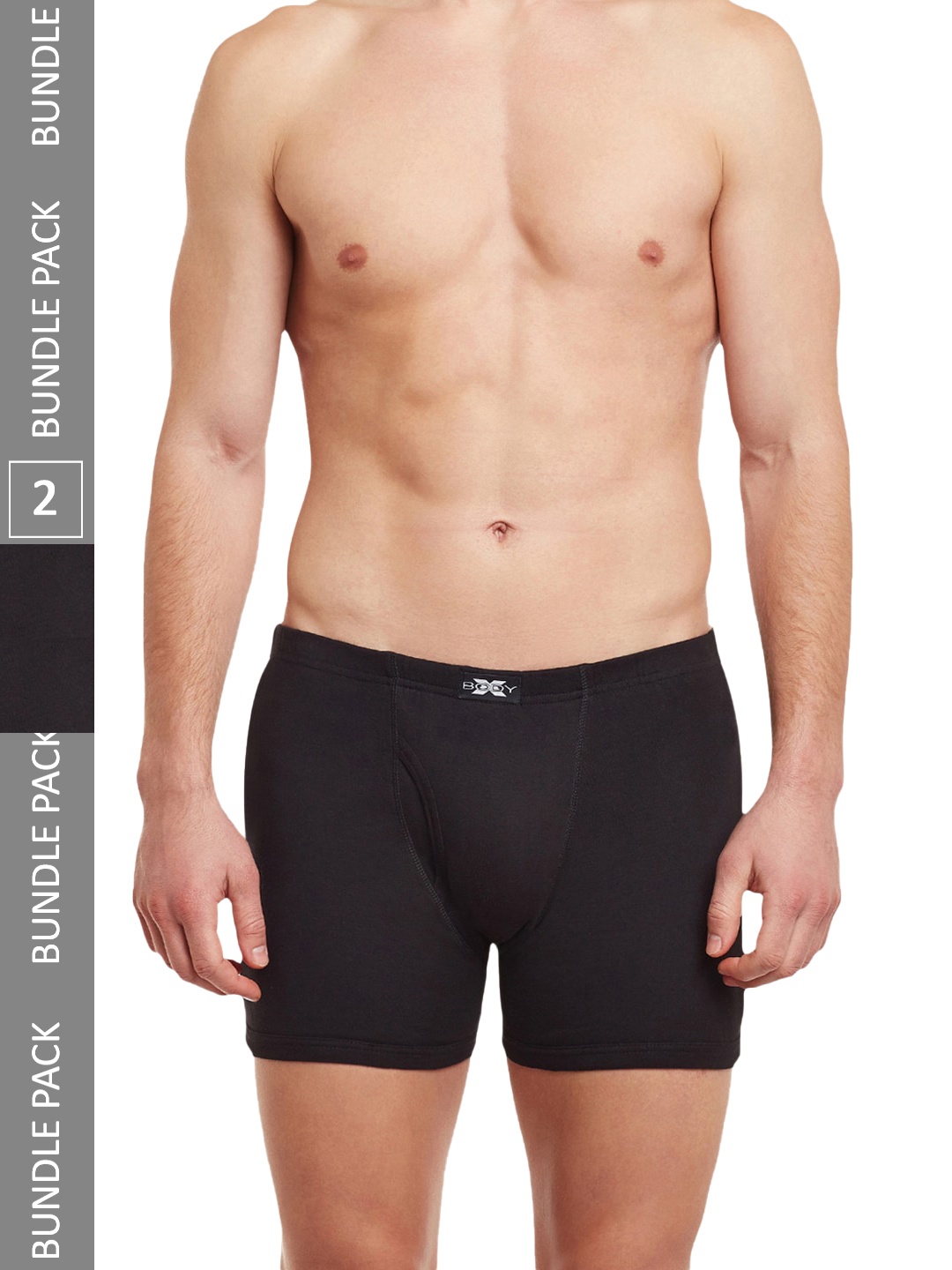 

BODYX Men Pack Of 2 Mid-Rise Pure Cotton Trunks BX19T_B-2-S, Black