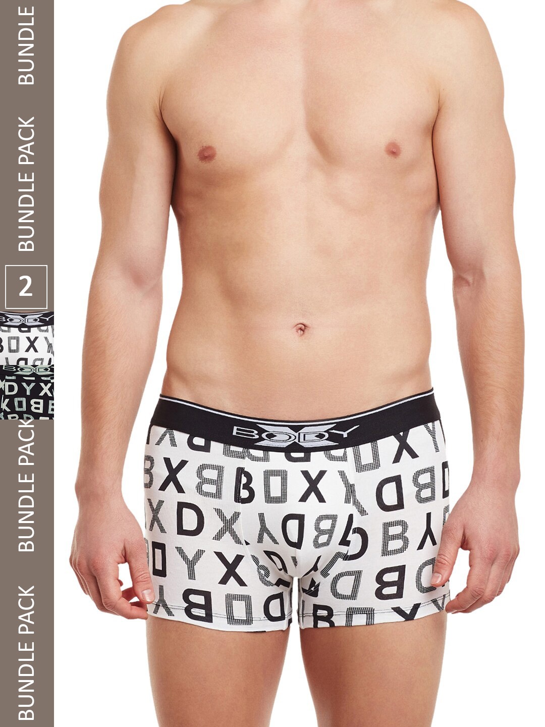 

BODYX Pack Of 2 Printed Cotton Trunks BX04T-NAVW-2-S, Black
