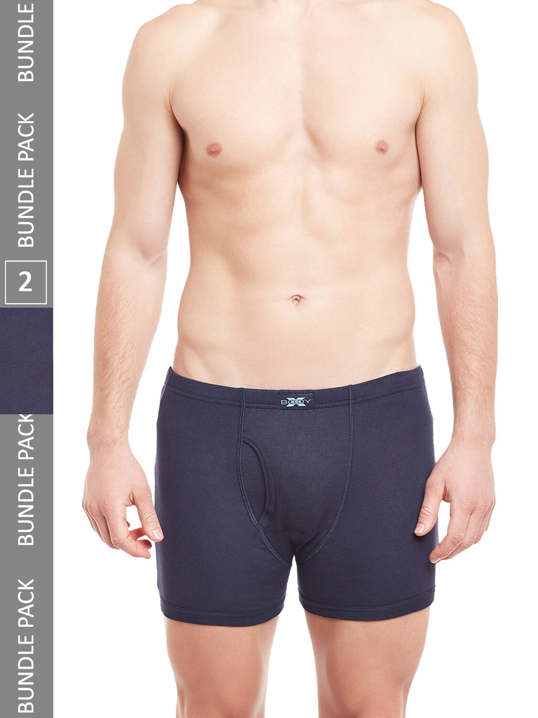 

BODYX Pack Of 2 Mid-Rise Pure Combed Cotton Trunks BX19T-NAVY-2-XXL, Navy blue