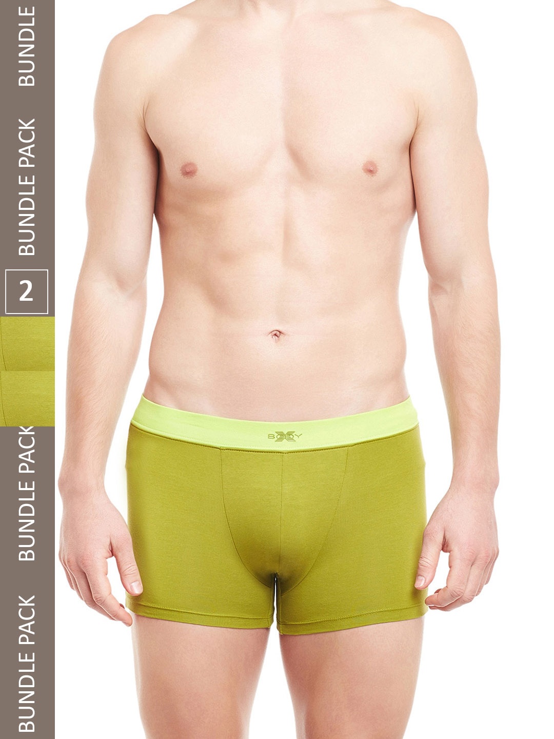 

BODYX Pack Of 2 Mid-Rise Pure Combed Cotton Trunks BX07T-Wood-Wine-2PCS-S, Green