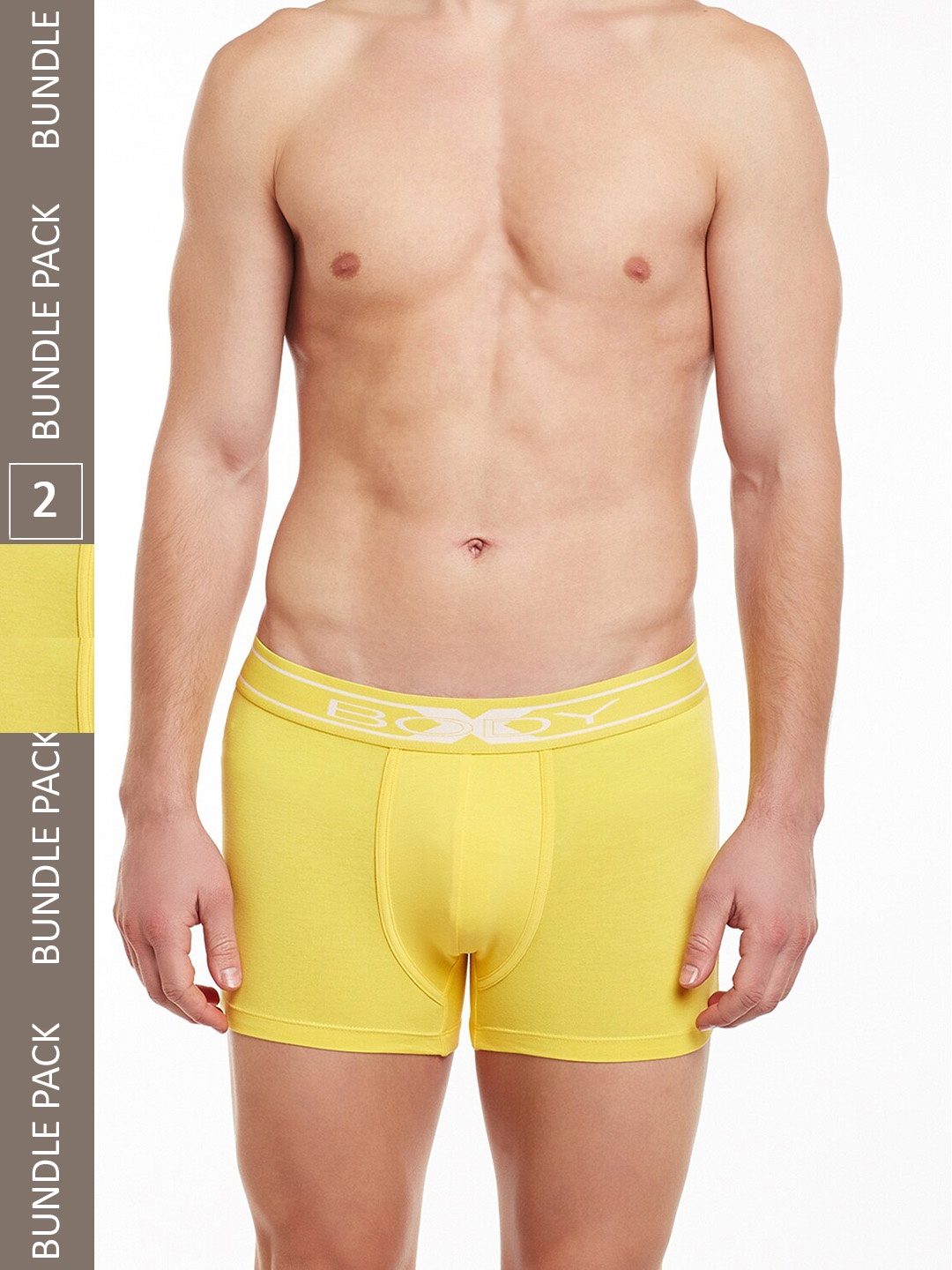 

BODYX Pack Of 2 Mid-Rise Pure Combed Cotton Trunks BX10T-BUTTER-CUP-2PCS-S, Yellow