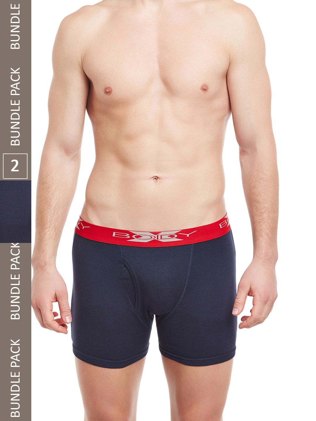 

BODYX Pack Of 2 Mid-Rise Pure Cotton Trunks BX18T-NAVY-2-XXL, Navy blue