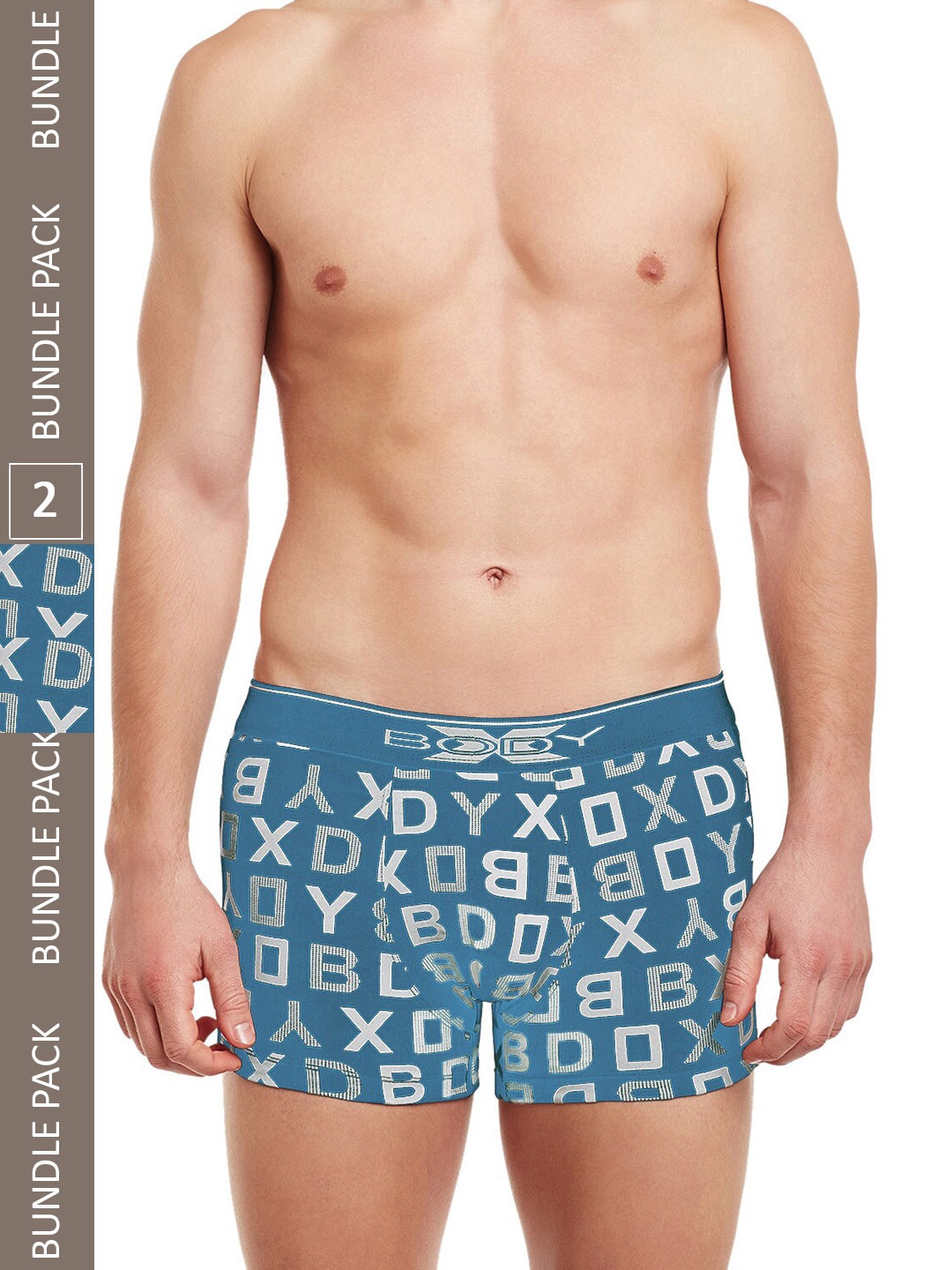 

BODYX Pack Of 2 Printed Pure Cotton Trunks BX04T-S.BLU-PRT-2PCS-S, Blue