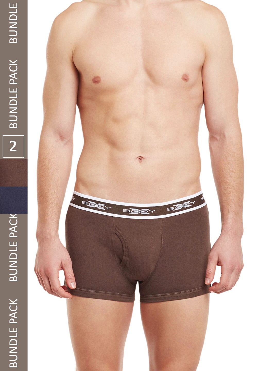 

BODYX Pack Of 2 Mid-Rise Pure Cotton Trunks BX20T-NACOF-2-S, Brown