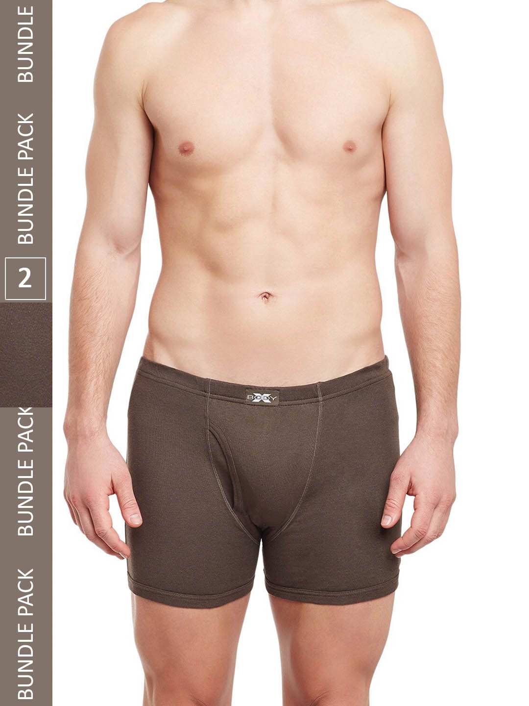 

BODYX Pack Of 2 Mid-Rise Pure Cotton Trunks BX19T-COF.BR-2-S, Coffee brown