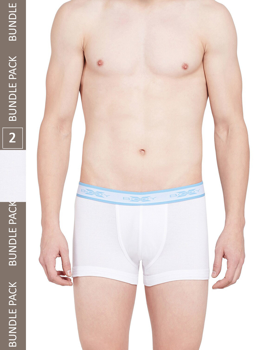 

BODYX Pack Of 2 Mid-Rise Pure Cotton Trunks BX05T-White-2PCS-XL