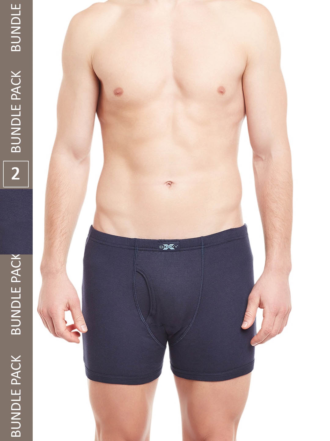 

BODYX Pack Of 2 Mid-Rise Pure Combed Cotton Trunks BX19T-NAVY-2-L, Navy blue