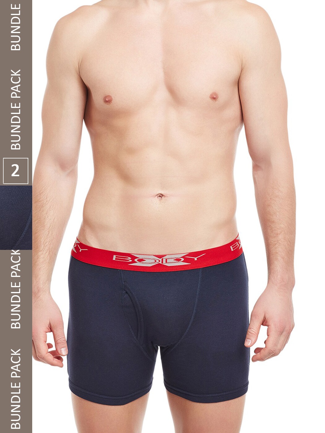 

BODYX Pack Of 2 Mid-Rise Pure Combed Cotton Trunks BX18T-NAVY-2-L, Navy blue