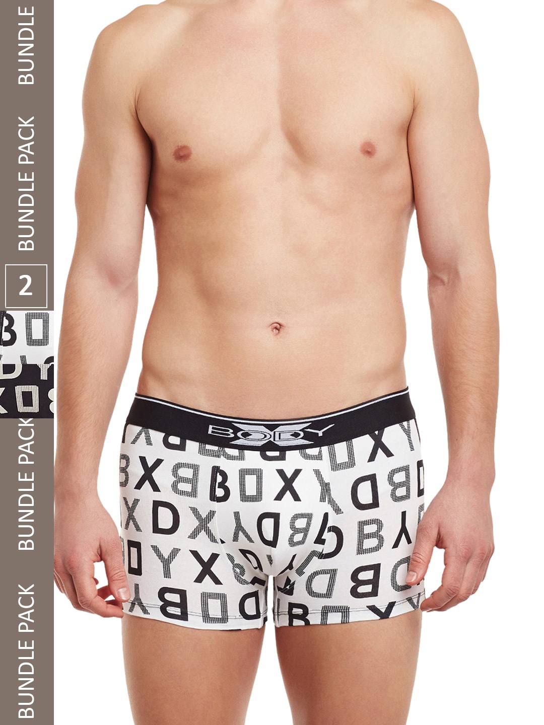 

BODYX Pack Of 2 Printed All Day Comfort Cotton Trunk BX04T-WBLK-2-S, White