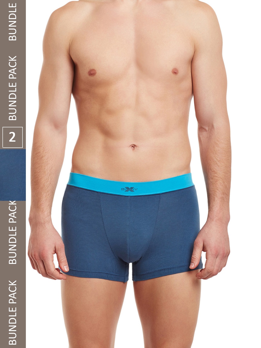 

BODYX Pack Of 2 Mid-Rise Stretchable Pure Cotton Trunks BX07T-Indian-Tale-2PCS-S, Blue