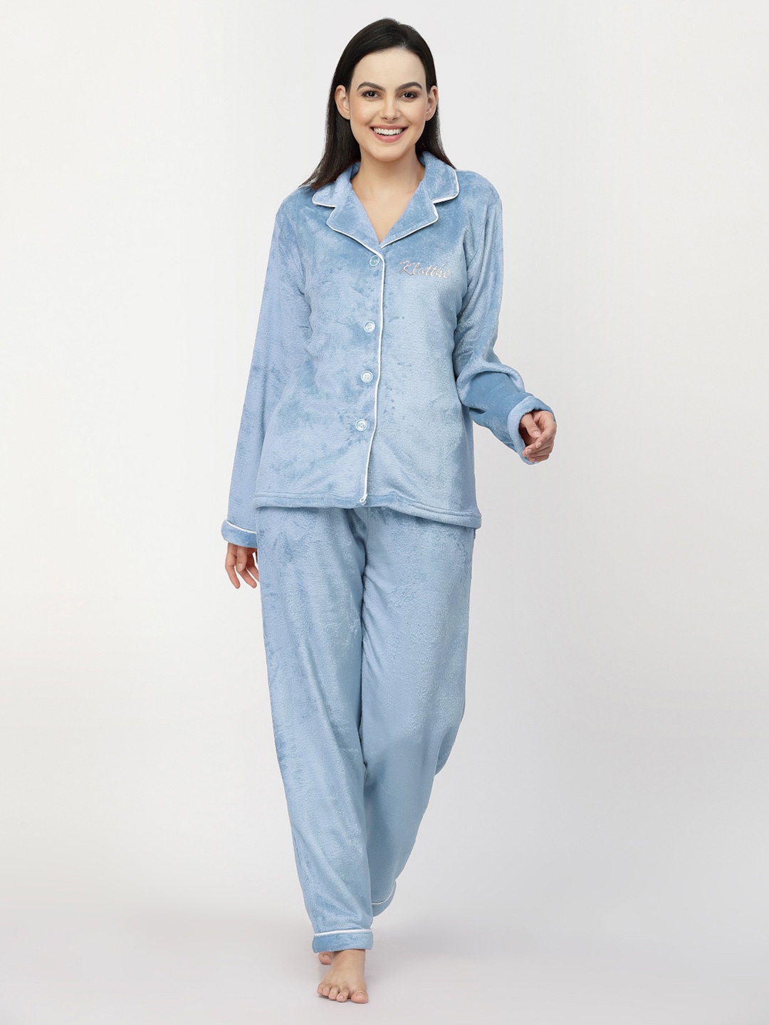 

KLOTTHE Woolen Shirt With Trousers, Blue