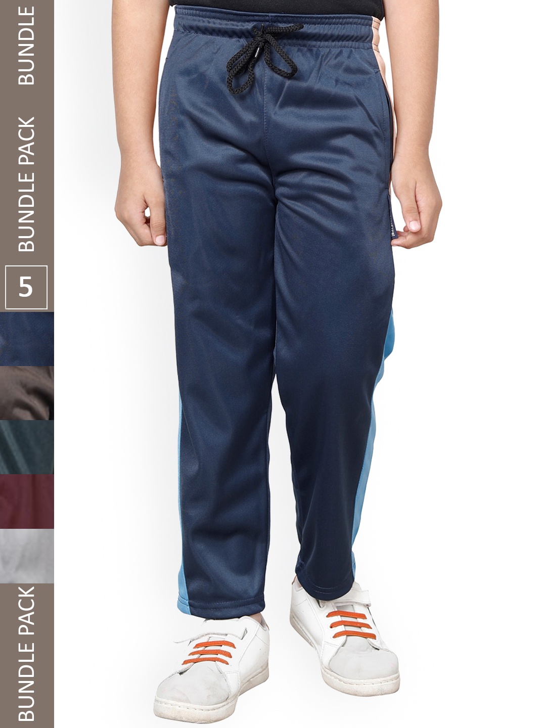 

IndiWeaves Boys Pack Of 5 Colourblocked Track Pants, Brown