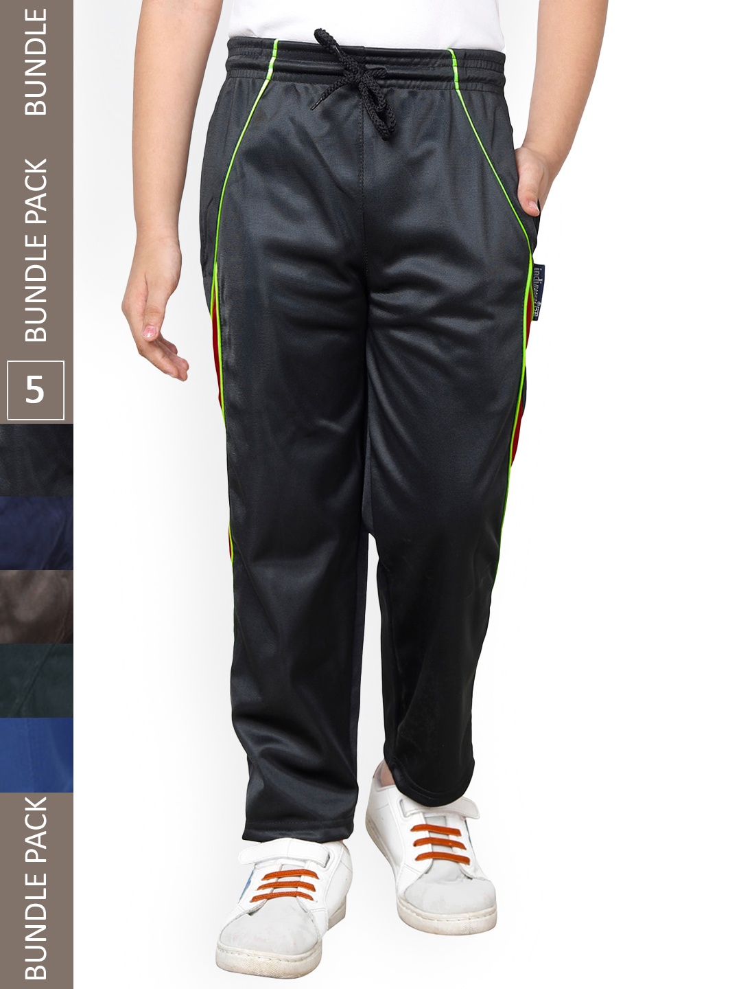 

IndiWeaves Boys Pack Of 5 Mid-Rise Track Pants, Blue