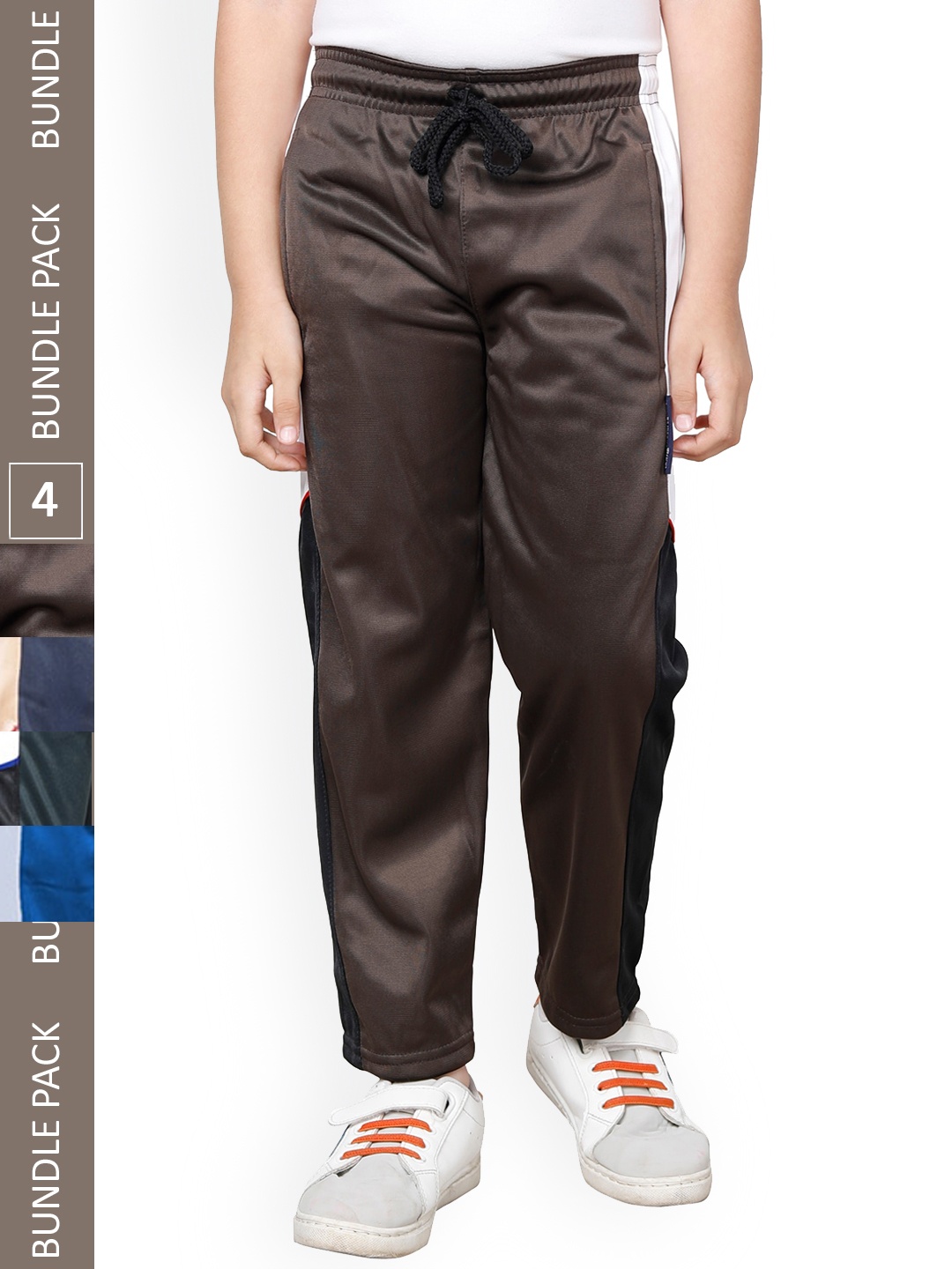

IndiWeaves Boys Pack Of 4 Colourblocked Track Pants, Blue
