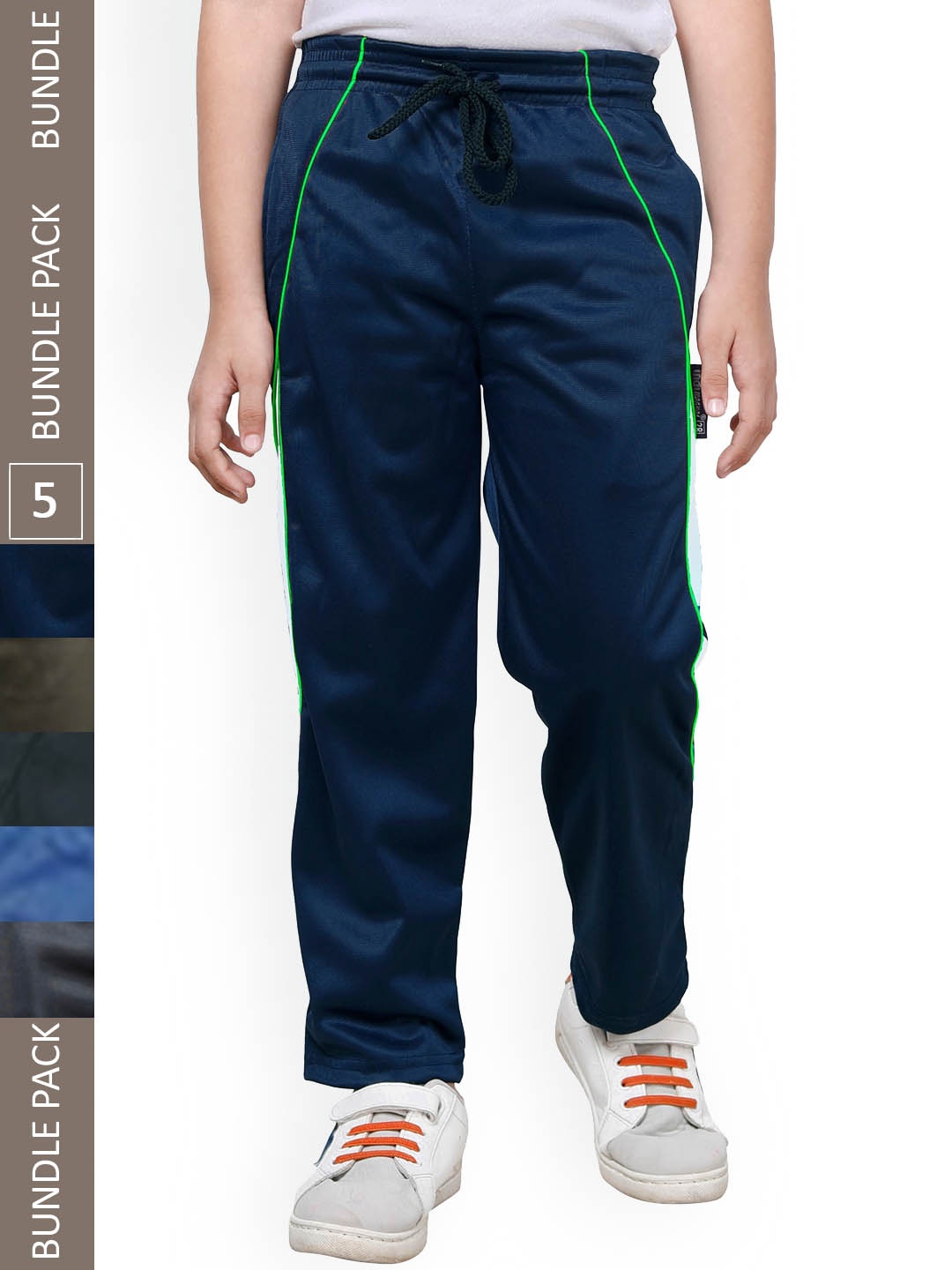 

IndiWeaves Boys Pack Of 5 Colourblocked Track Pants, Blue