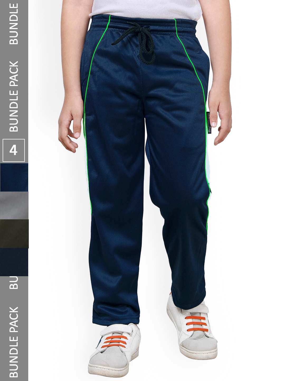 

IndiWeaves Boys Pack Of 4 Colourblocked Track Pants, Navy blue