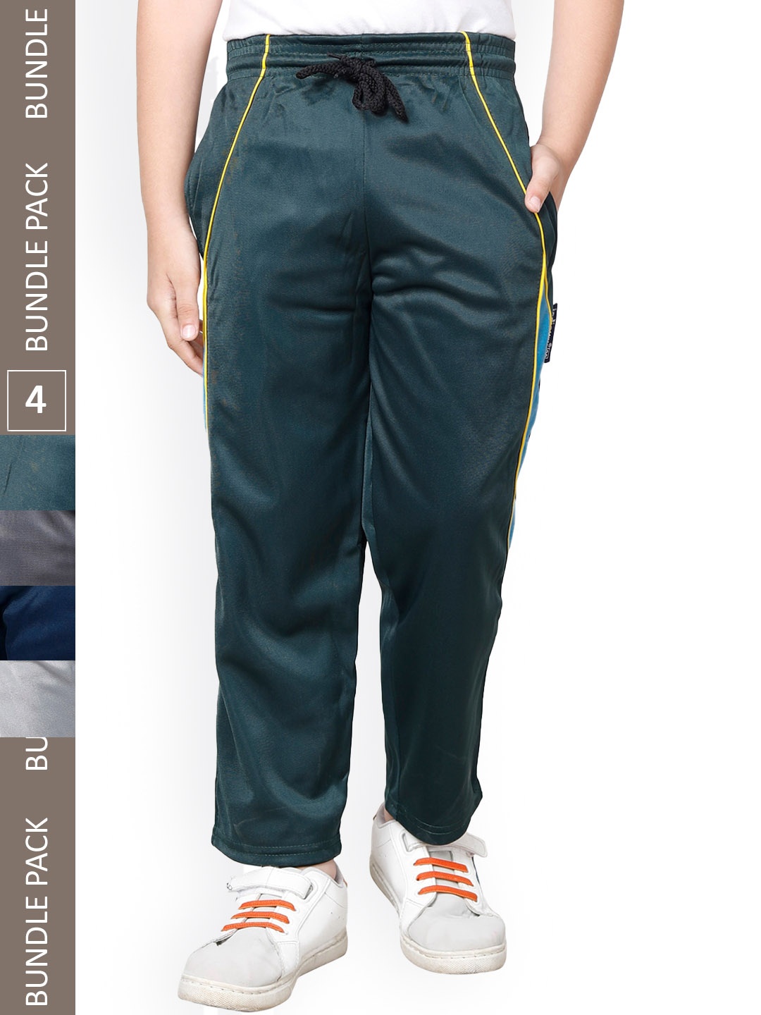

IndiWeaves Boys Pack Of 4 Colourblocked Track Pants, Grey