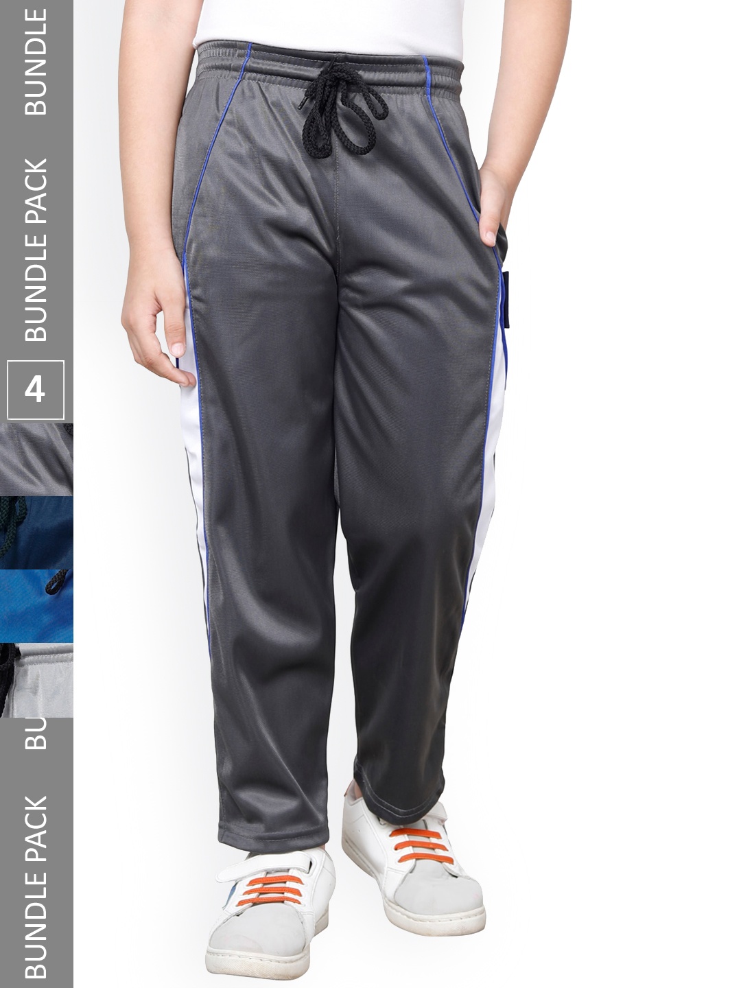 

IndiWeaves Boys Pack Of 4 Colourblocked Track Pants, Blue