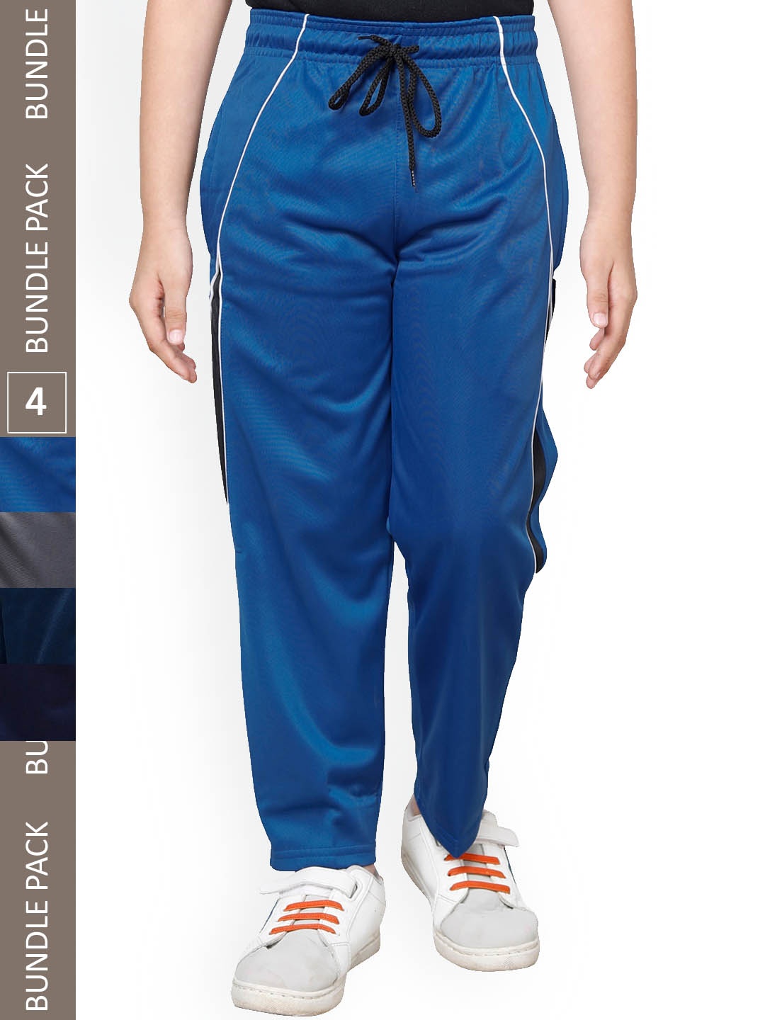 

IndiWeaves Boys Pack Of 4 Colourblocked Track Pants, Blue