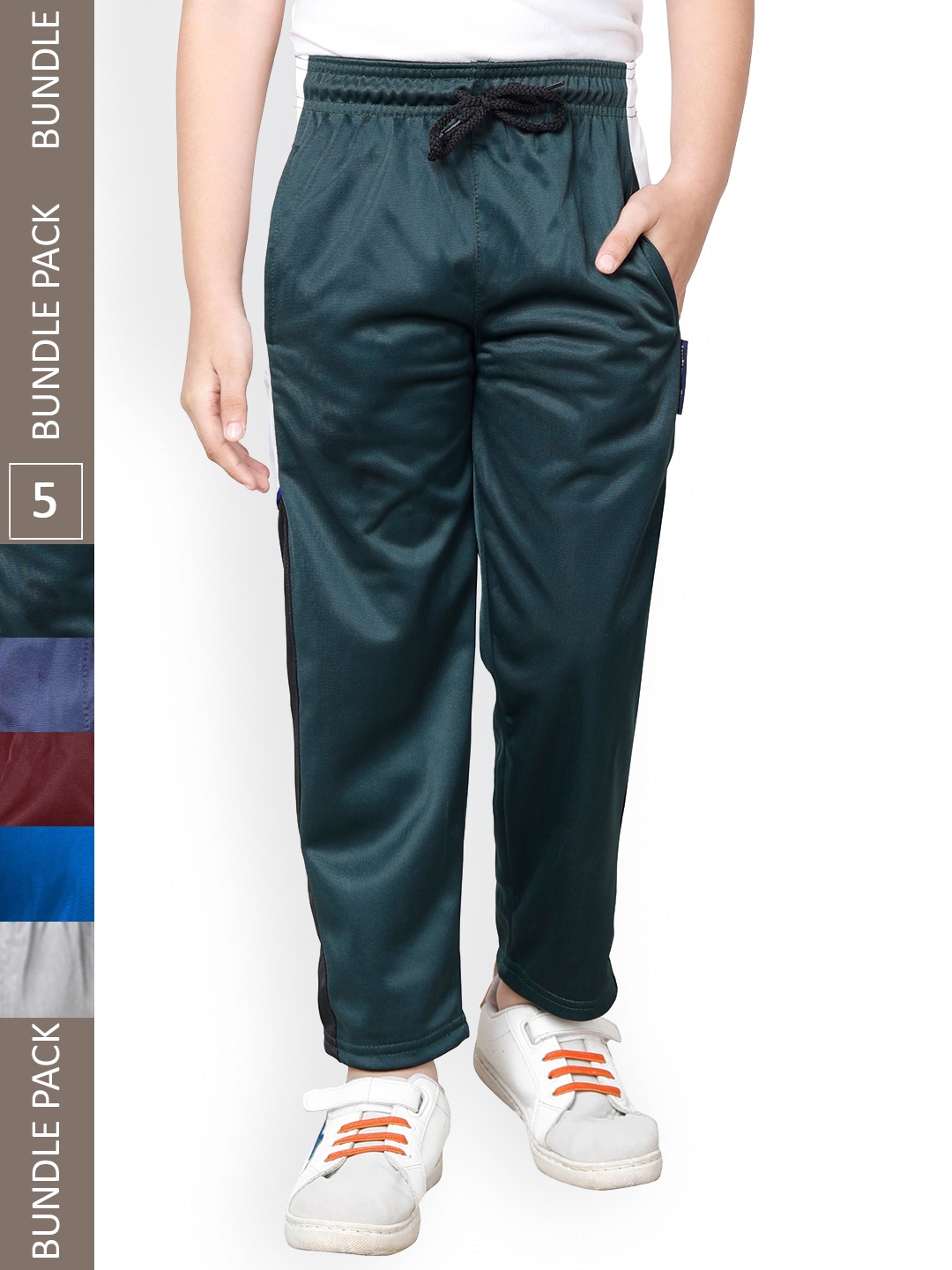

IndiWeaves Boys Pack Of 5 Colourblocked Track Pants, Navy blue
