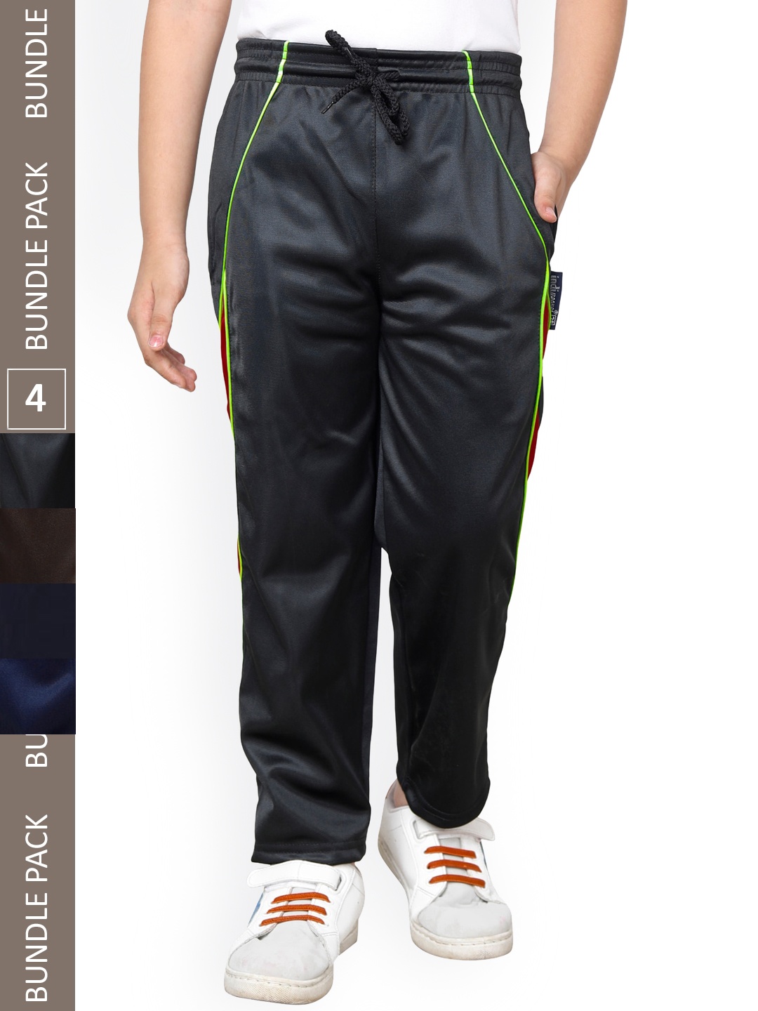 

IndiWeaves Boys Pack Of 4 Colourblocked Track Pants, Brown