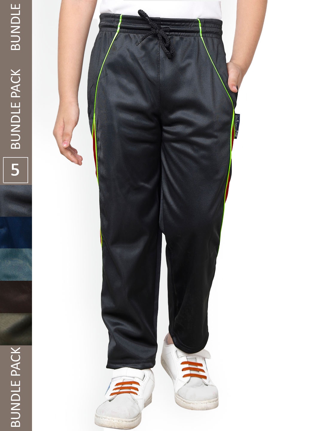 

IndiWeaves Boys Pack Of 5 Colourblocked Track Pants, Brown