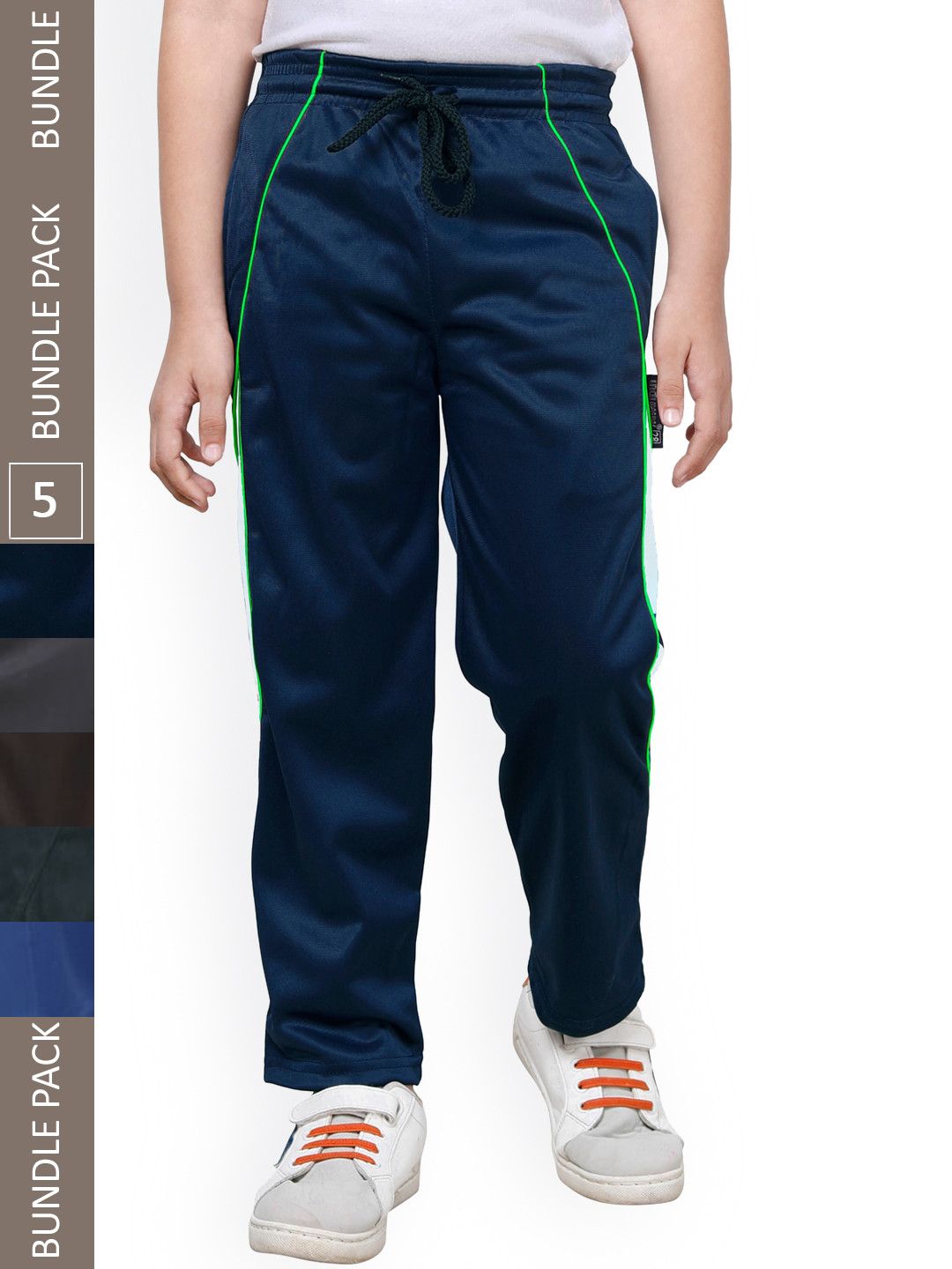 

IndiWeaves Boys Pack Of 5 Side Panel Track Pants, Navy blue