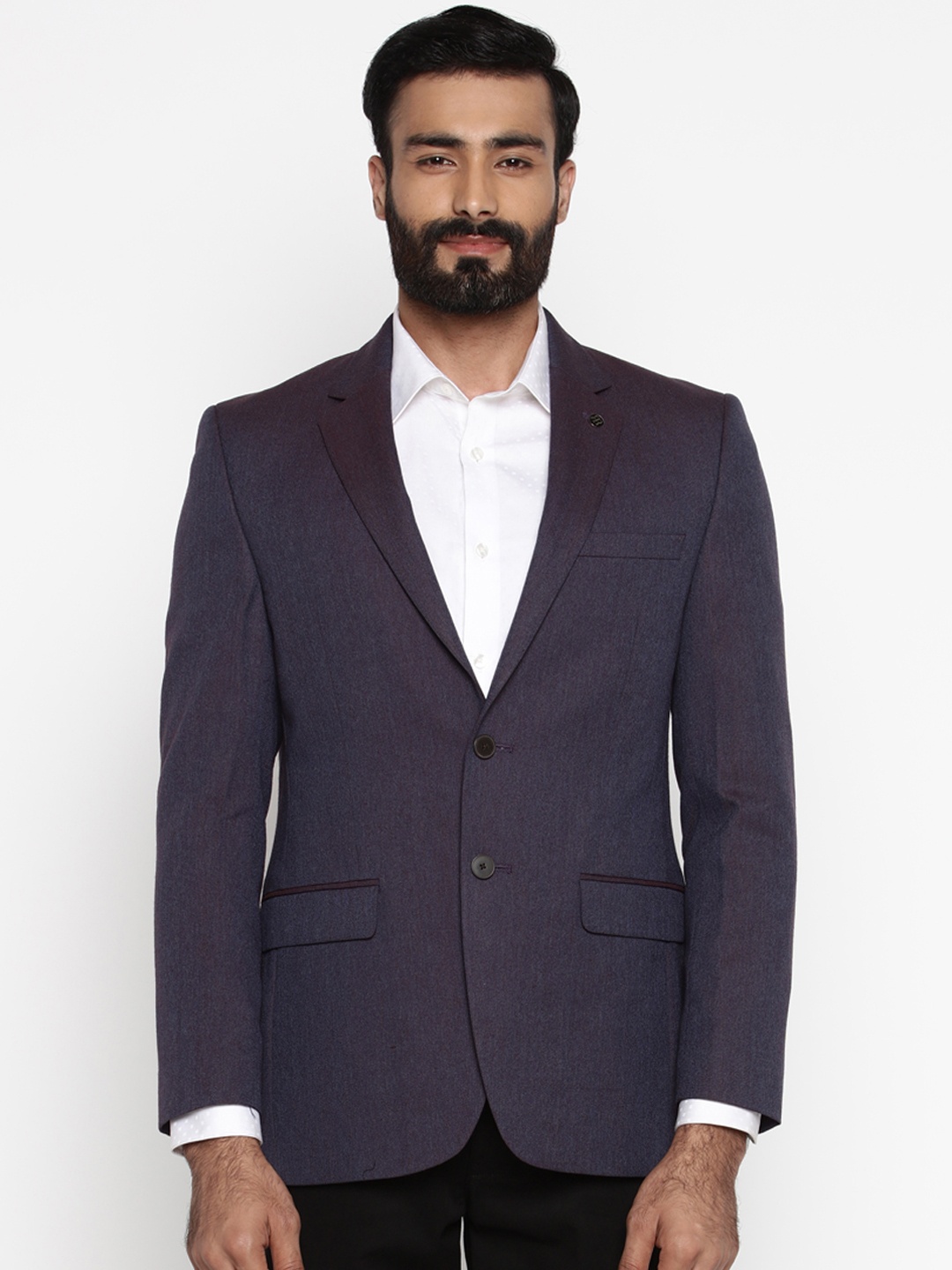 

Raymond Purple Single-Breasted Tailored Slim Fit Formal Blazer