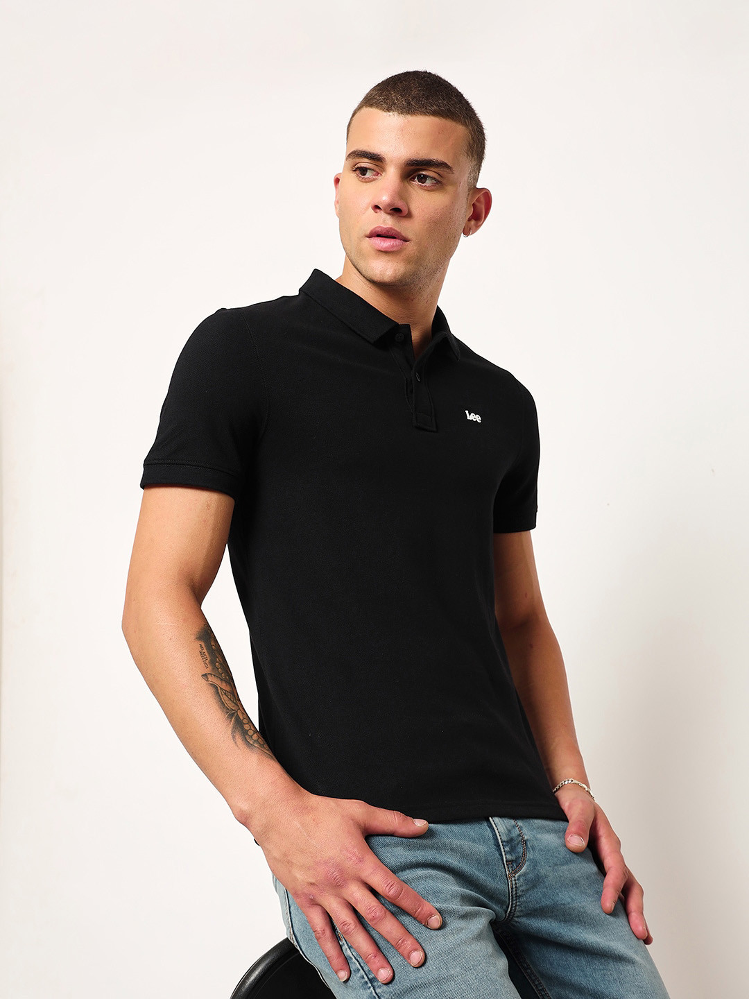 

Lee Polo Collar Pure Cotton Slim Fit T-shirt, Black