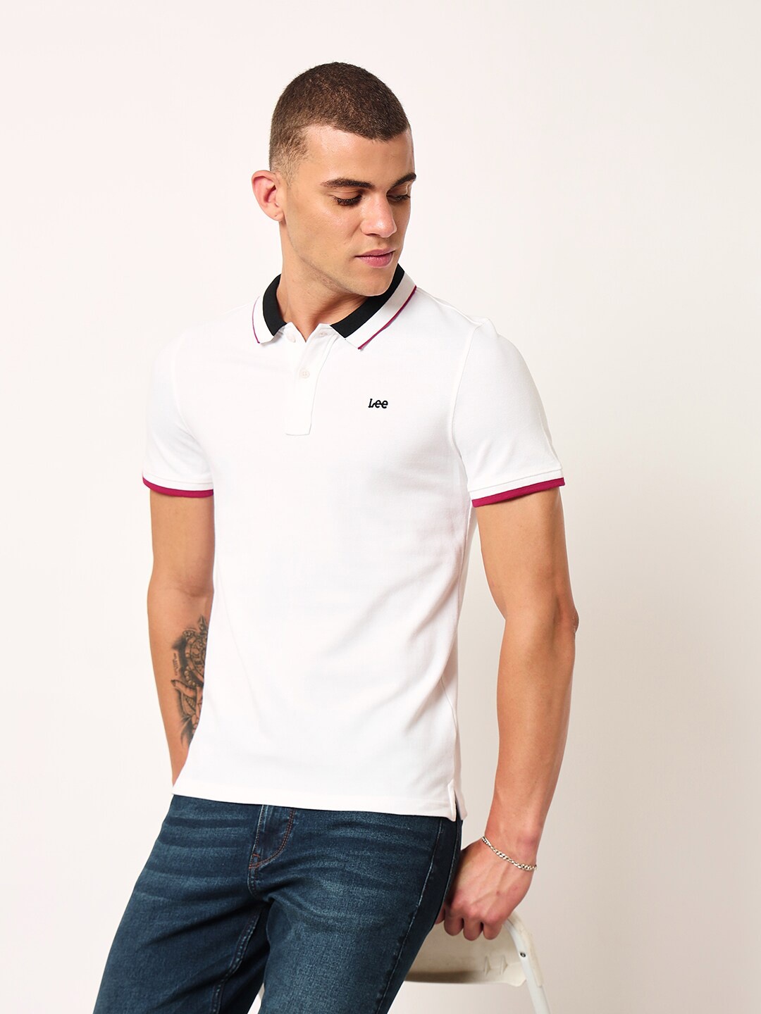 

Lee Polo Collar Slim Fit Cotton T-shirt, White