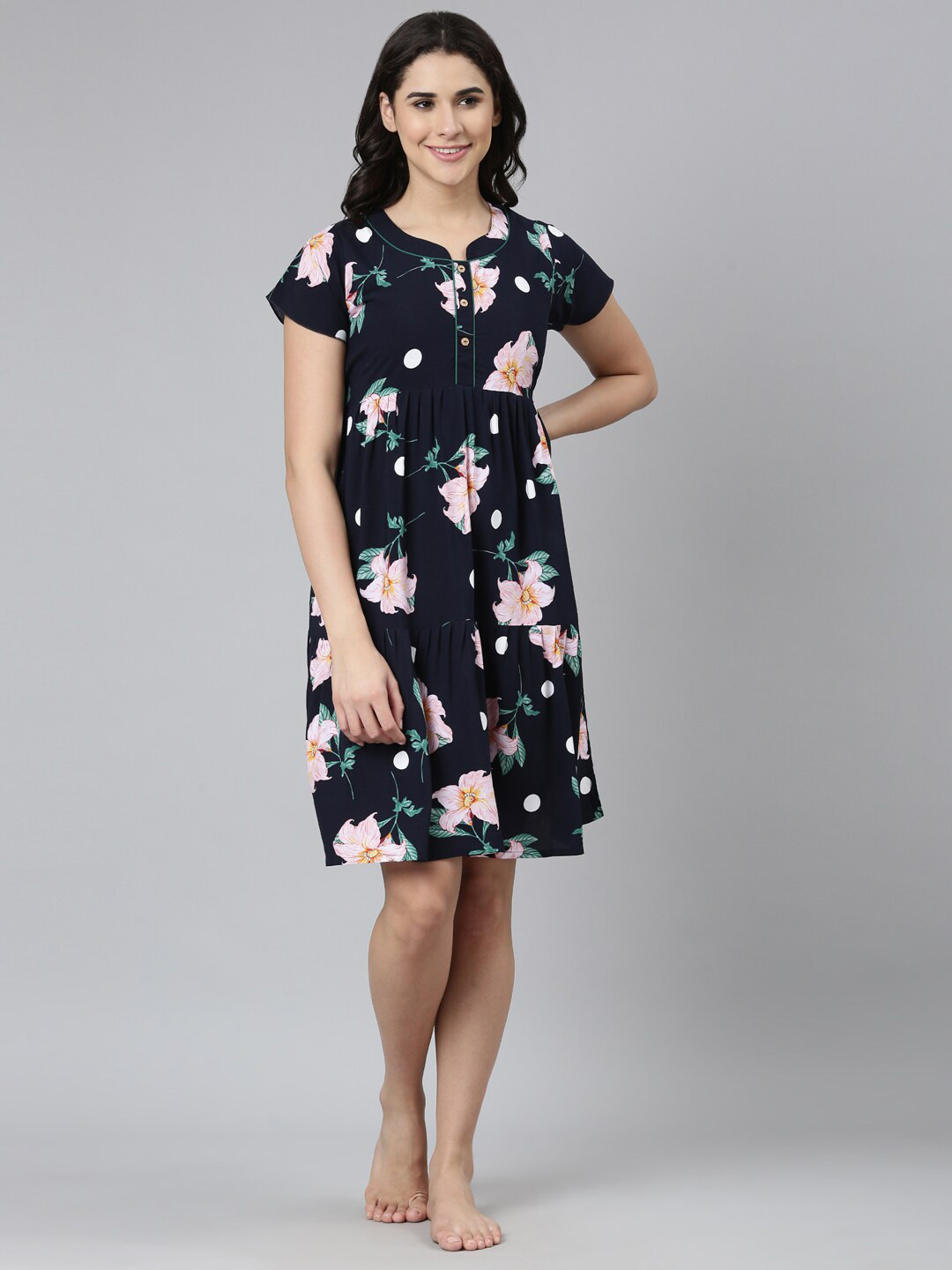 

GOLDSTROMS Floral Printed Night Dress, Black