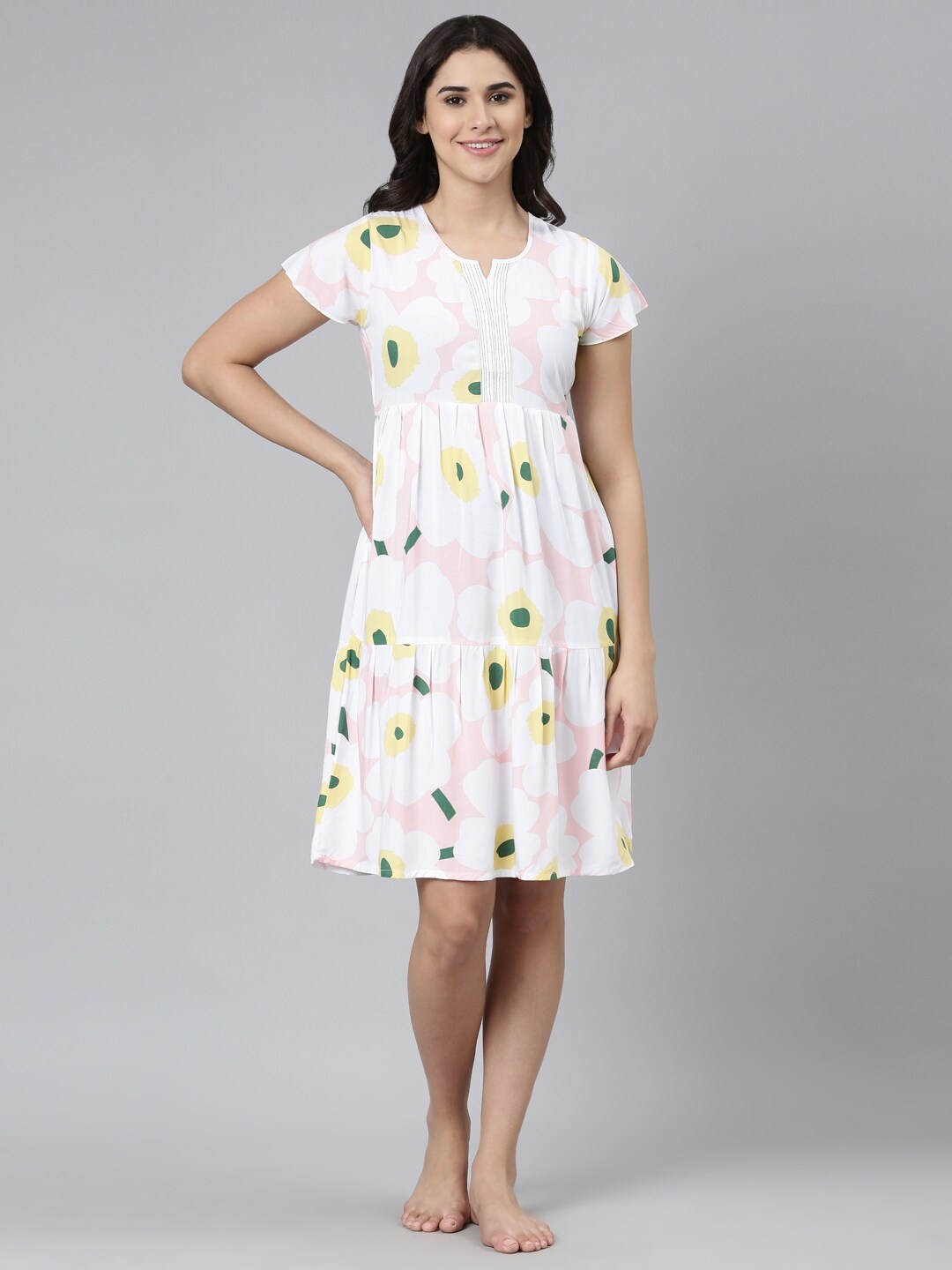 

GOLDSTROMS Floral Printed Tiered Nightdress, Pink