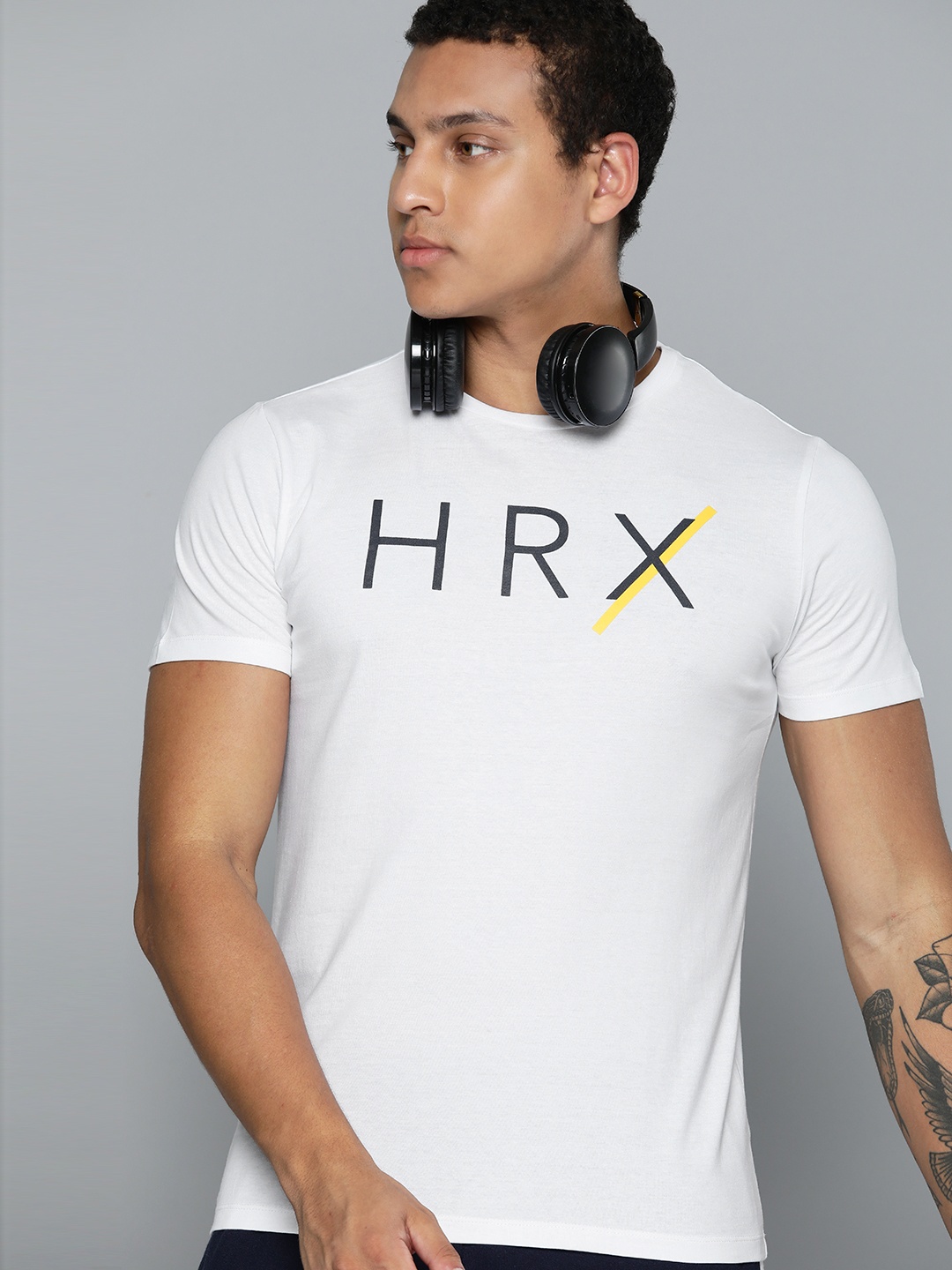 

HRX by Hrithik Roshan Men Brand Logo Printed Pure Cotton T-shirt, White