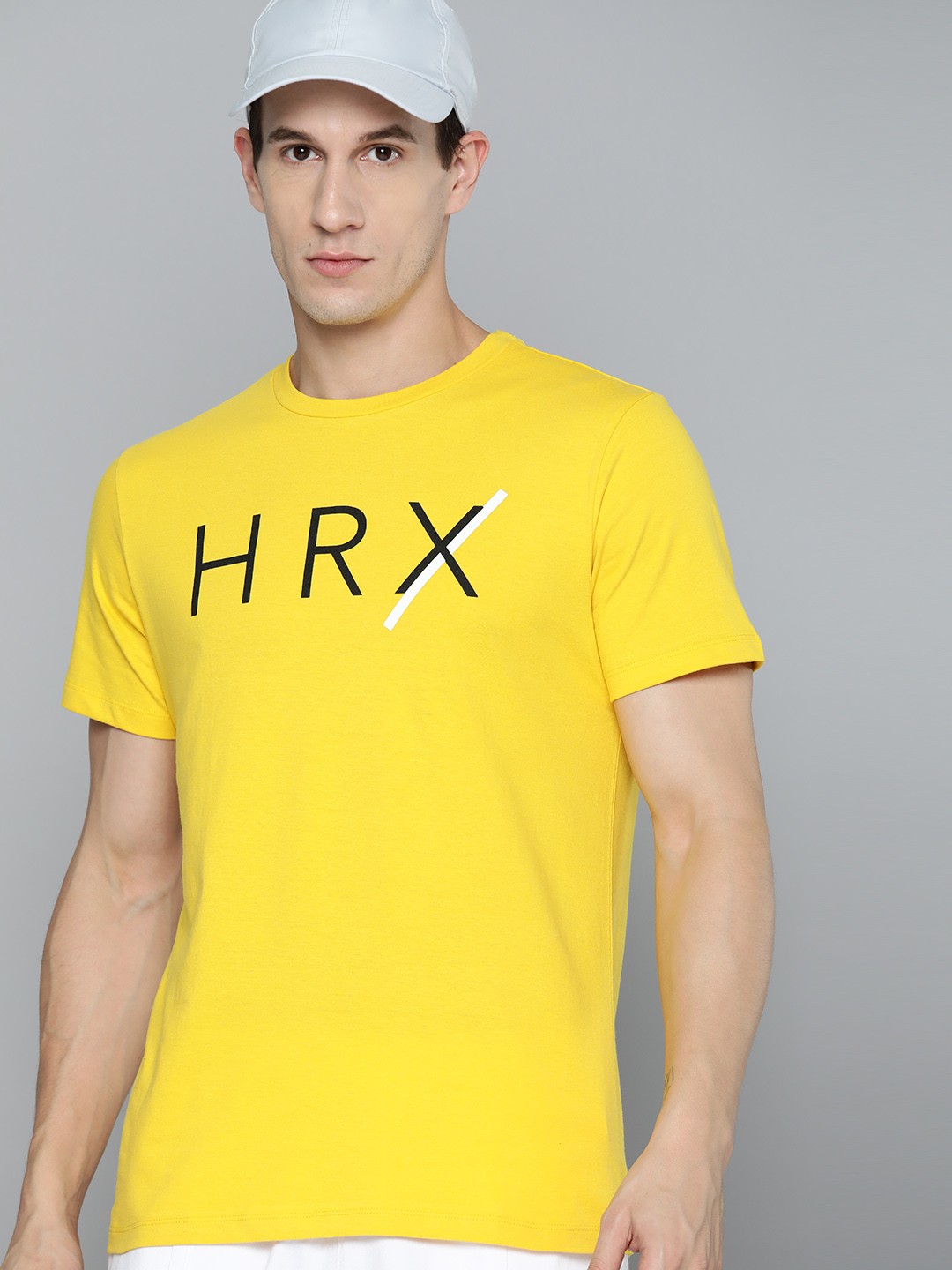 

HRX by Hrithik Roshan Men Brand Logo Printed Pure Cotton T-shirt, Yellow
