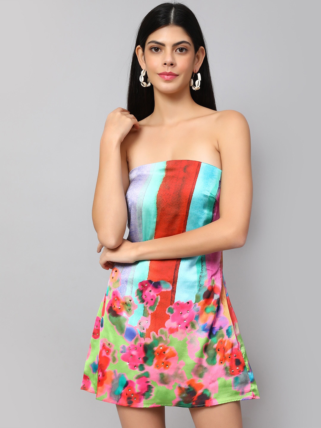 

Amagyaa Floral Printed Sleeveless A-Line Dress, Blue