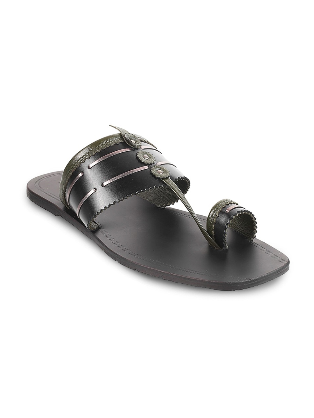 

Metro Men One Toe Leather Comfort Sandals, Black